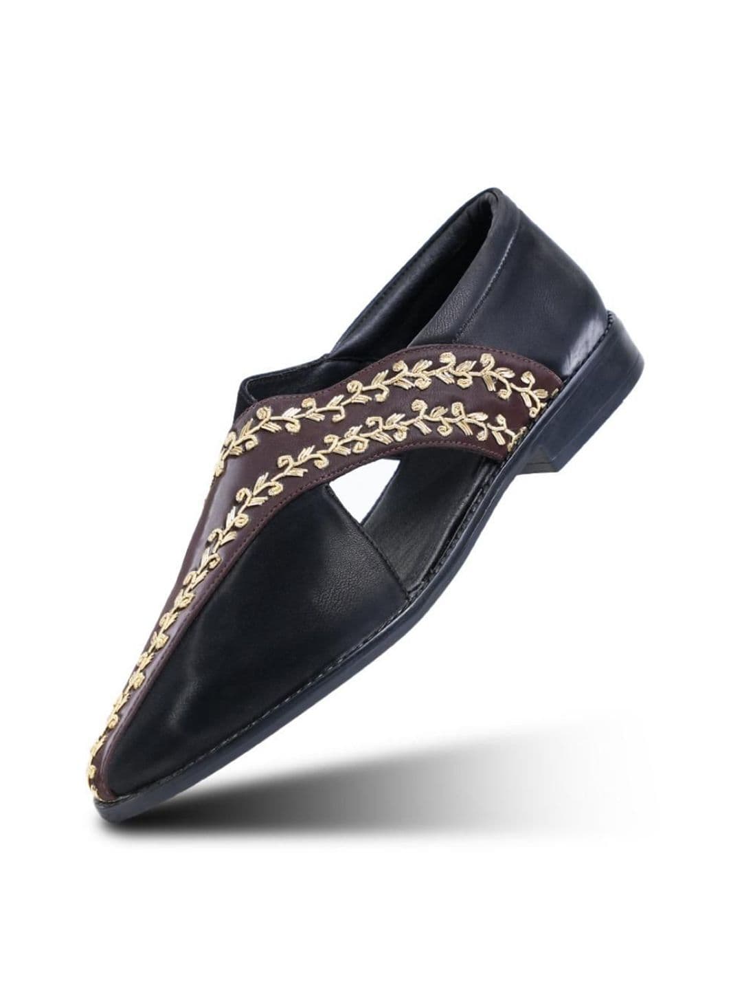 MONKSTORY Men Black Slip-On Fisherman Embroidered Sandals - view 1
