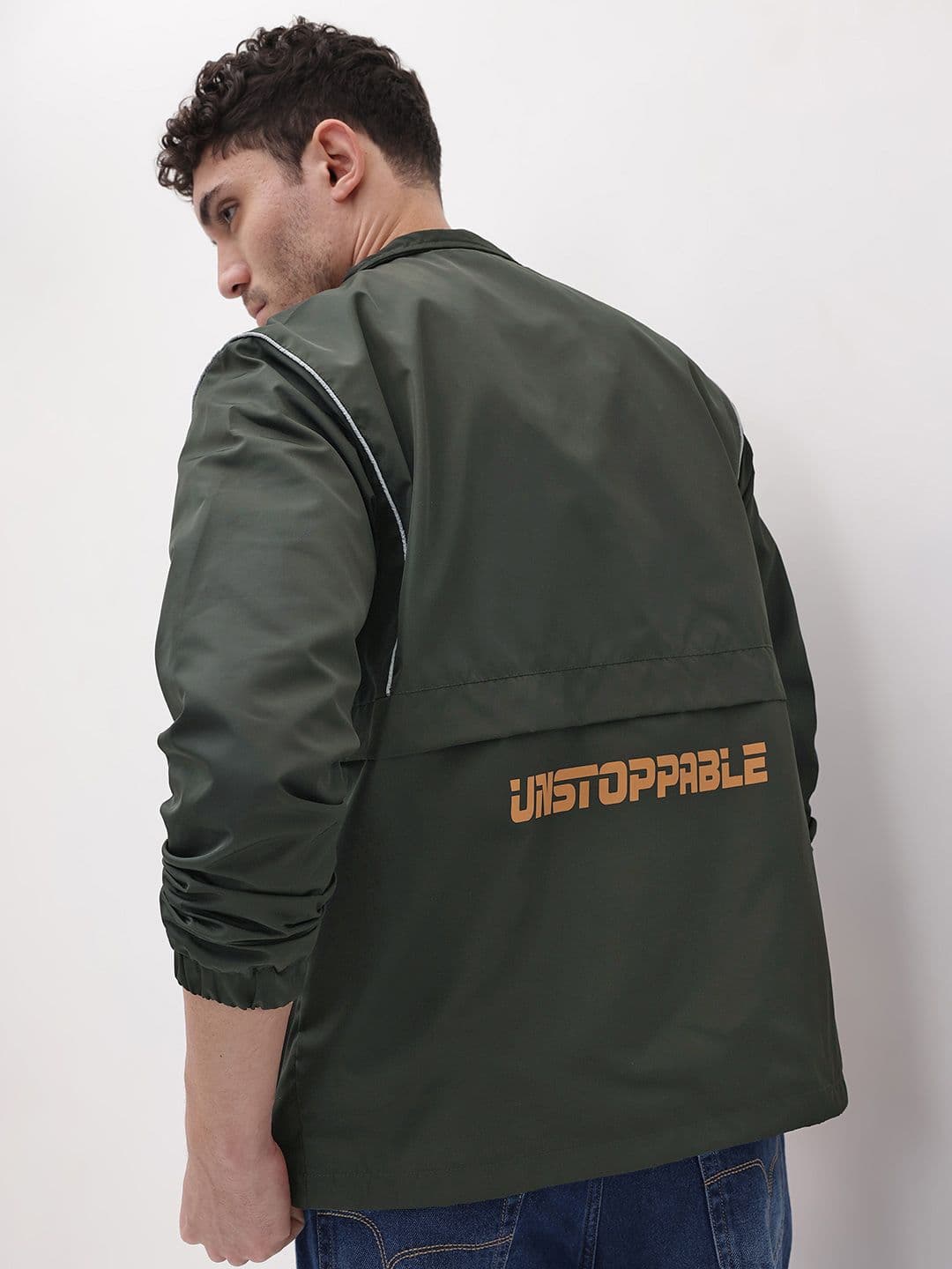 The Roadster Life Co. Typography Printed Mock Collar Tailored Jacket with Contrast Piping - view 1