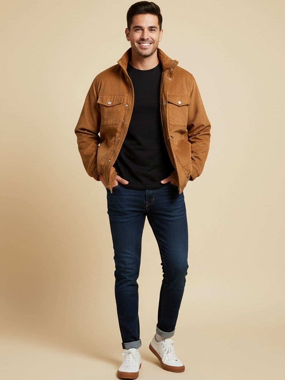 Mast & Harbour Stand Collar Cotton Tailored Jacket - view 1