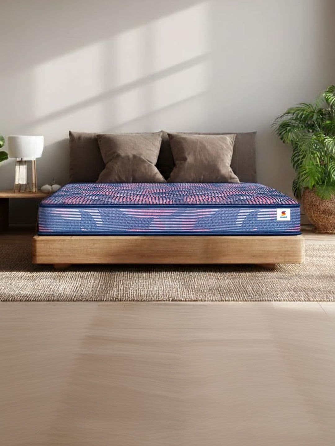 Sleepwell Blue & Pink Quilted Ortho Double Size Mattress - view 1