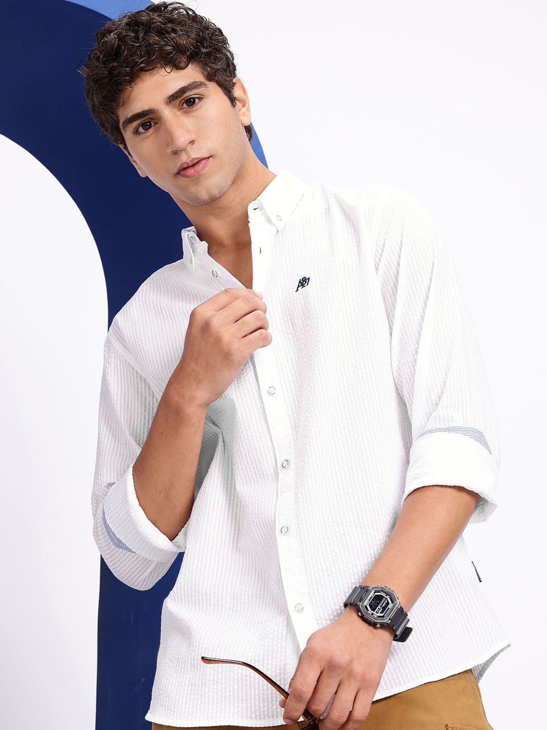 Aeropostale Self Design Textured Seersucker Pure Cotton Casual Shirt - view 1