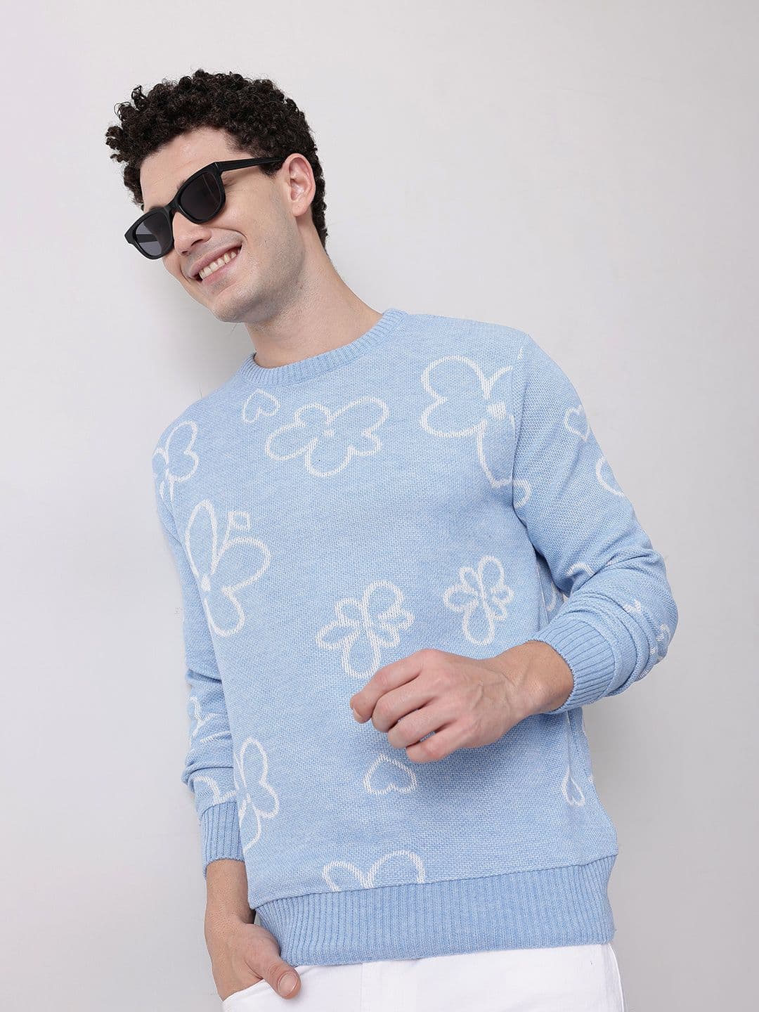 Mast & Harbour Round Neck Floral Pullover
