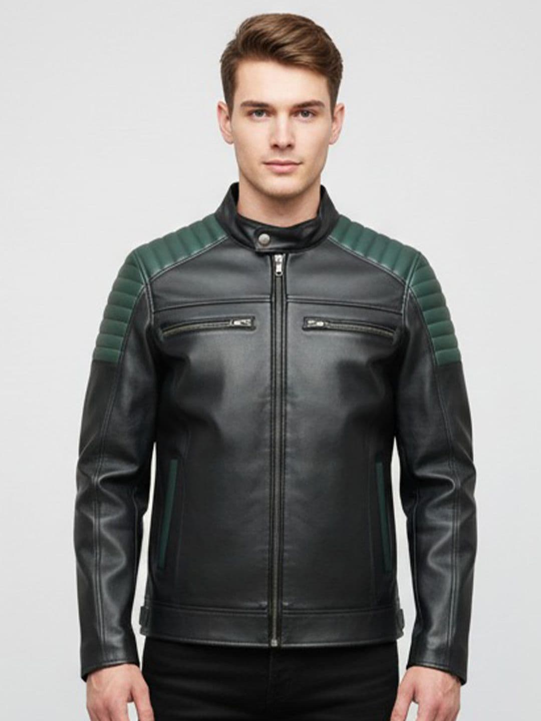 Goatter Mandarin Collar Lightweight Leather Jacket - view 1