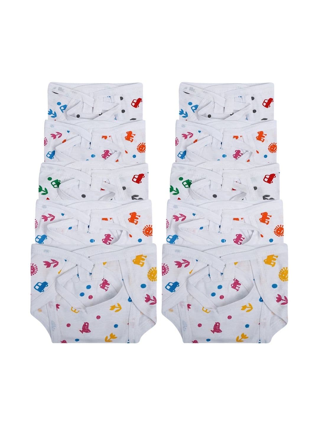 DON CARE Kids Pack Of 10 Printed Reusable Cotton Nappy - view 1