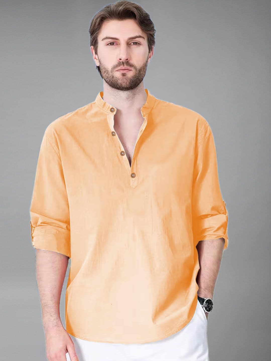 Go Stylish Mandarin Collar Straight Kurta - view 1