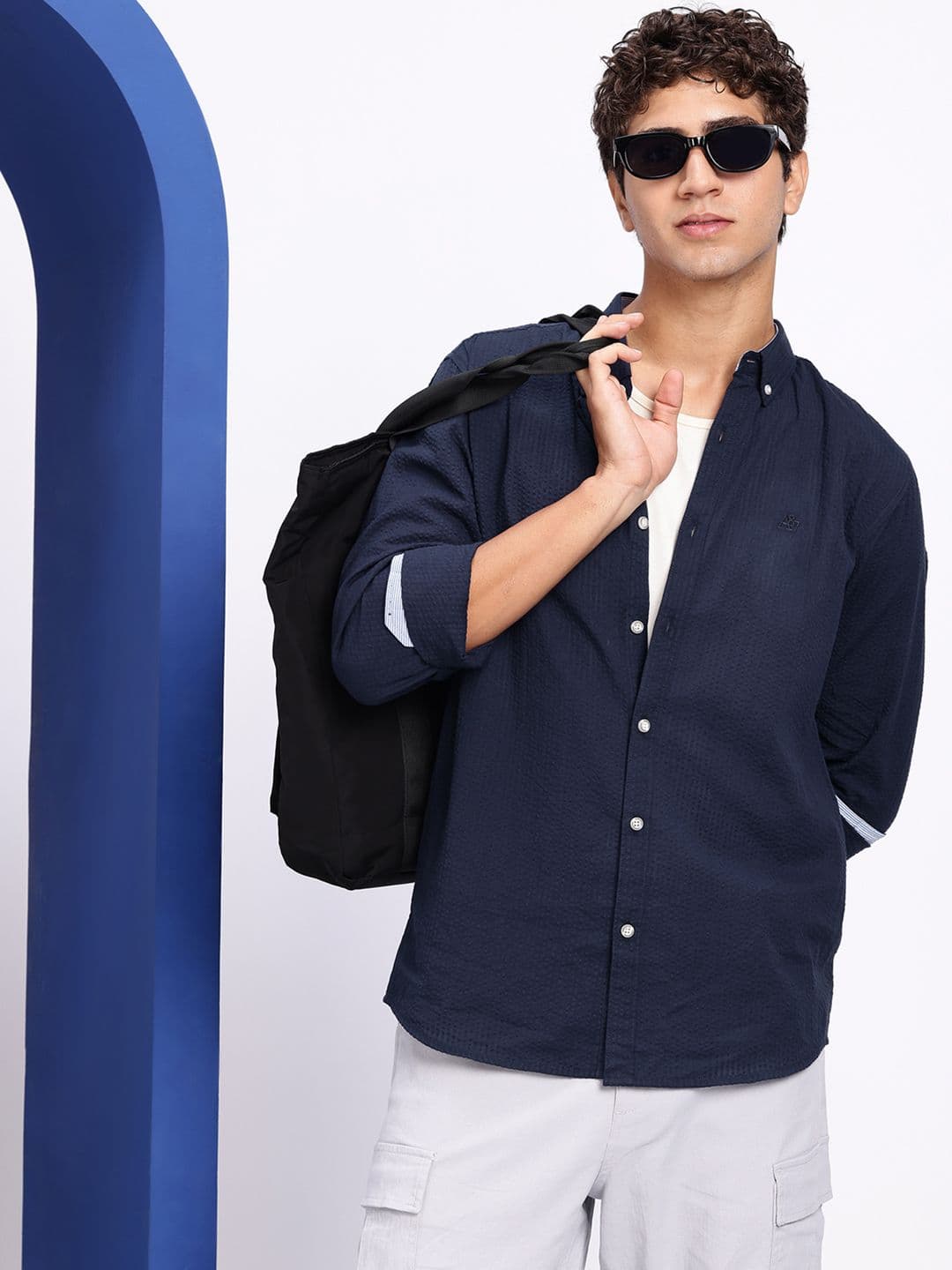 Aeropostale Self Design Textured Seersucker Pure Cotton Casual Shirt - view 1