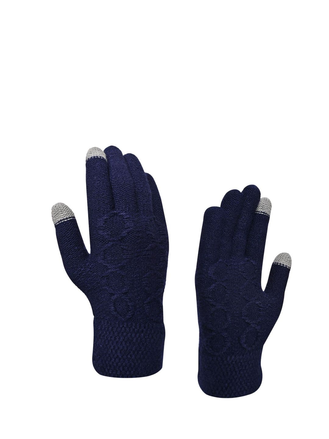 LOOM LEGACY Men Patterned Woollen Touchscreen Gloves - view 1