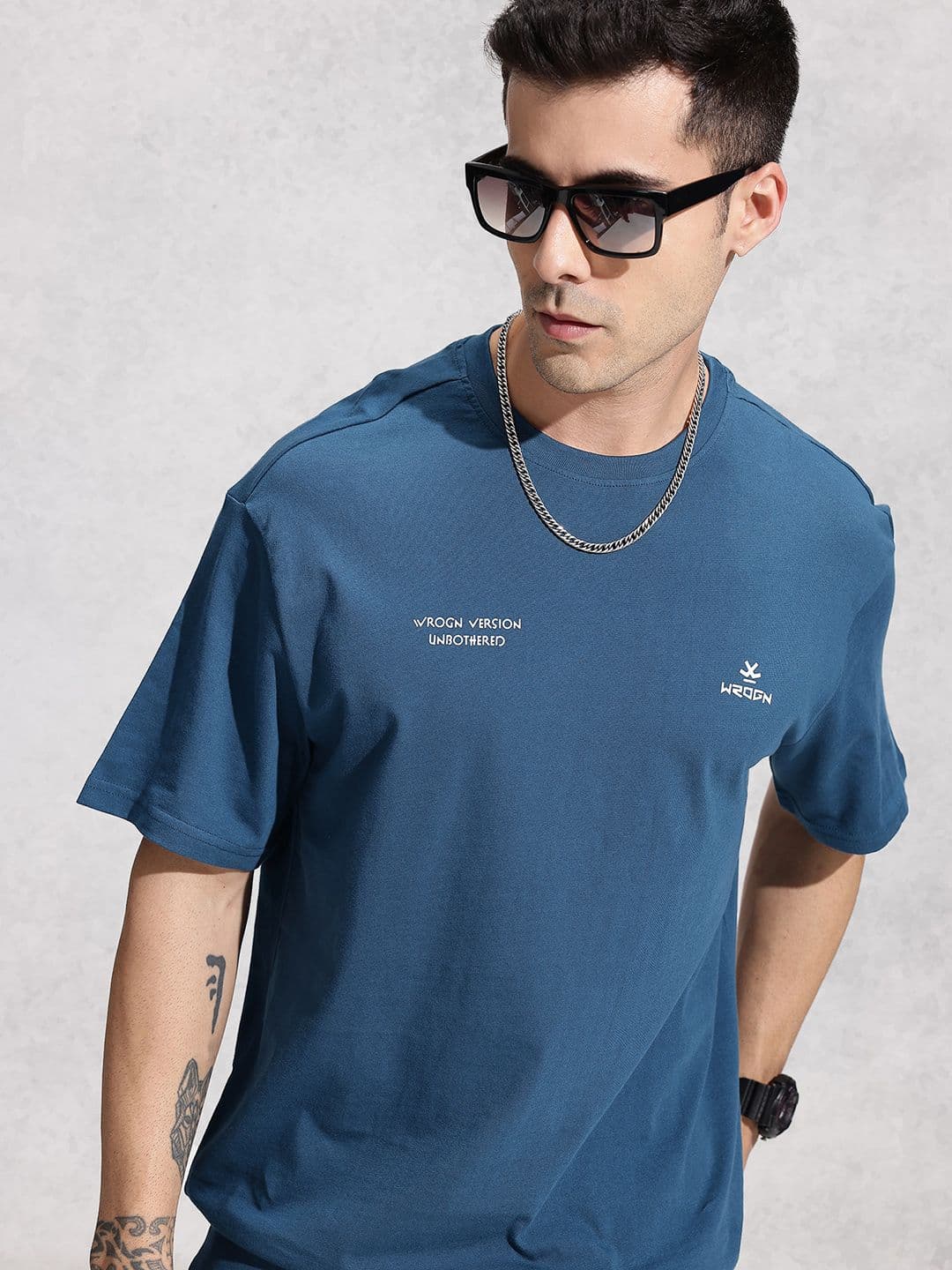 WROGN Oversized Fit Typography Printed Pure Cotton T-shirt - view 1