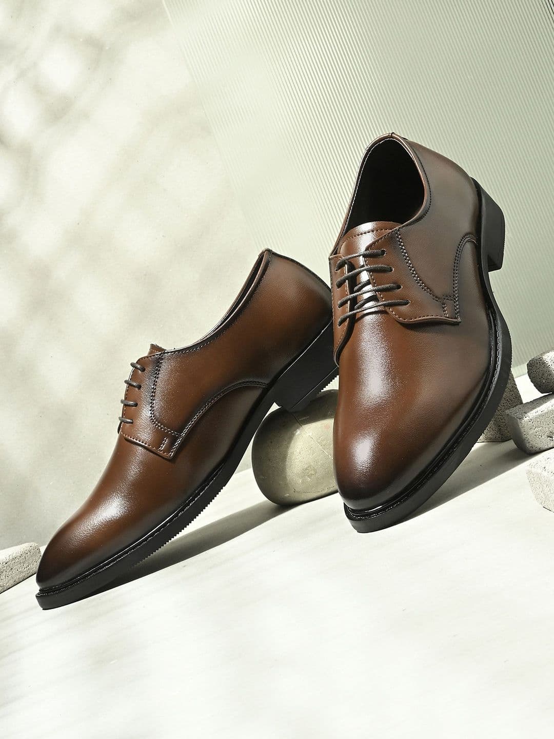 House of Pataudi Men Lace-Ups Textured Formal Derbys - view 1
