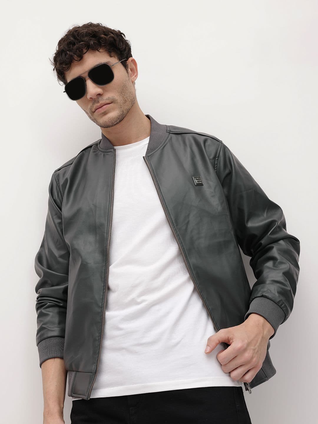 The Roadster Life Co. Faux Leather Trim Bomber Jacket