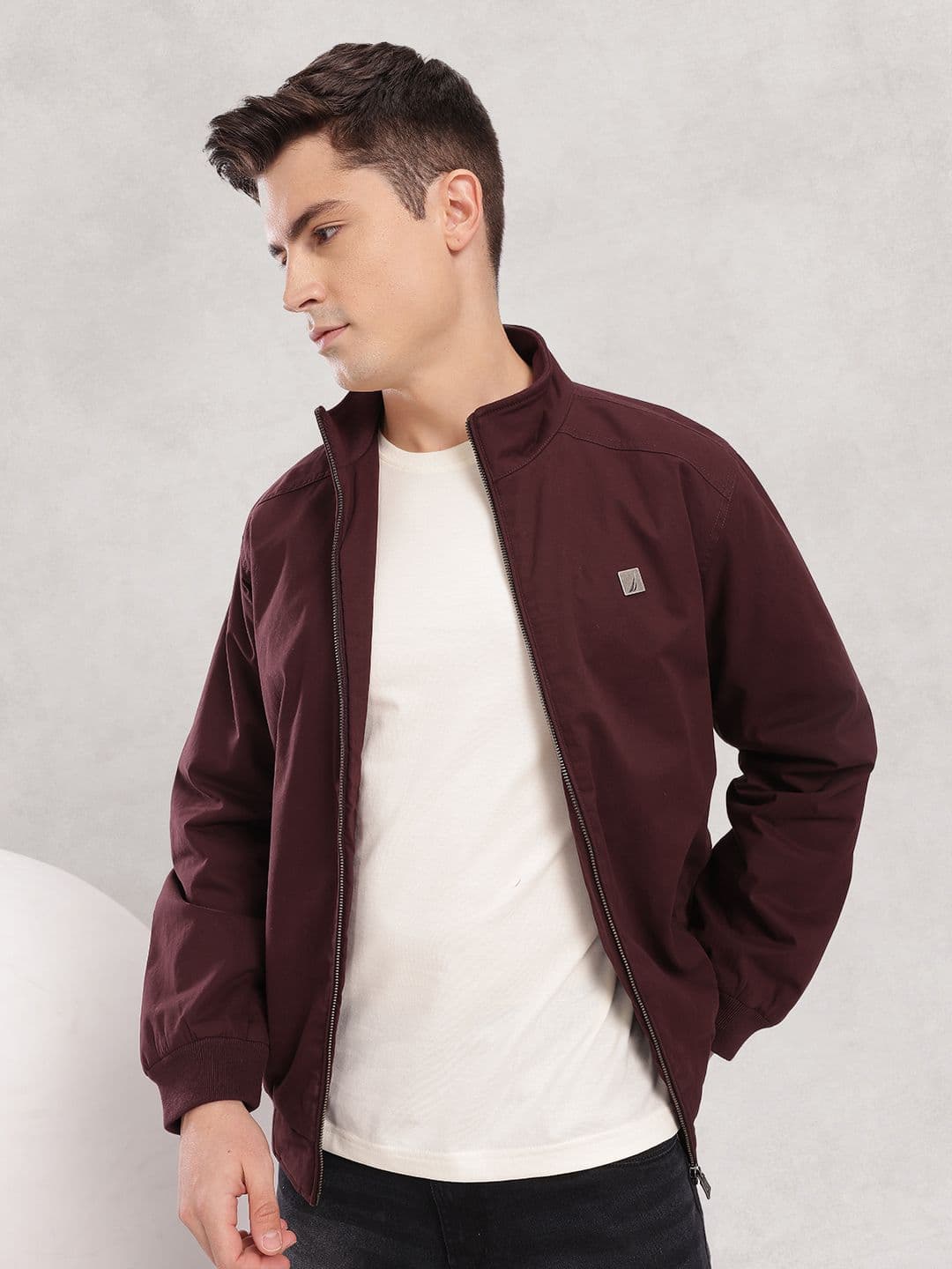 Nautica Solid Mock Collar Bomber Jacket - view 1