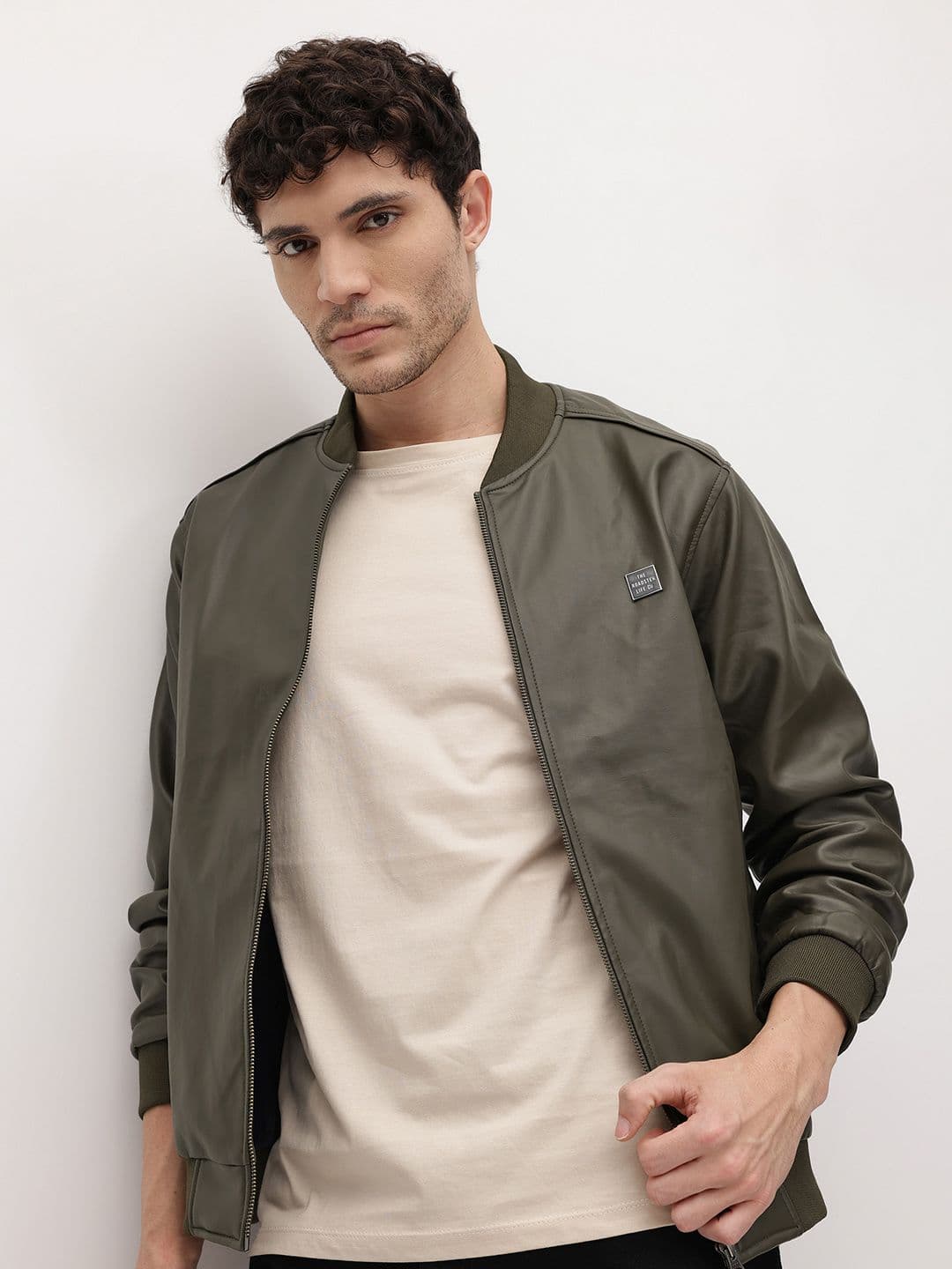 The Roadster Life Co. Faux Leather Trim Bomber Jacket - view 1