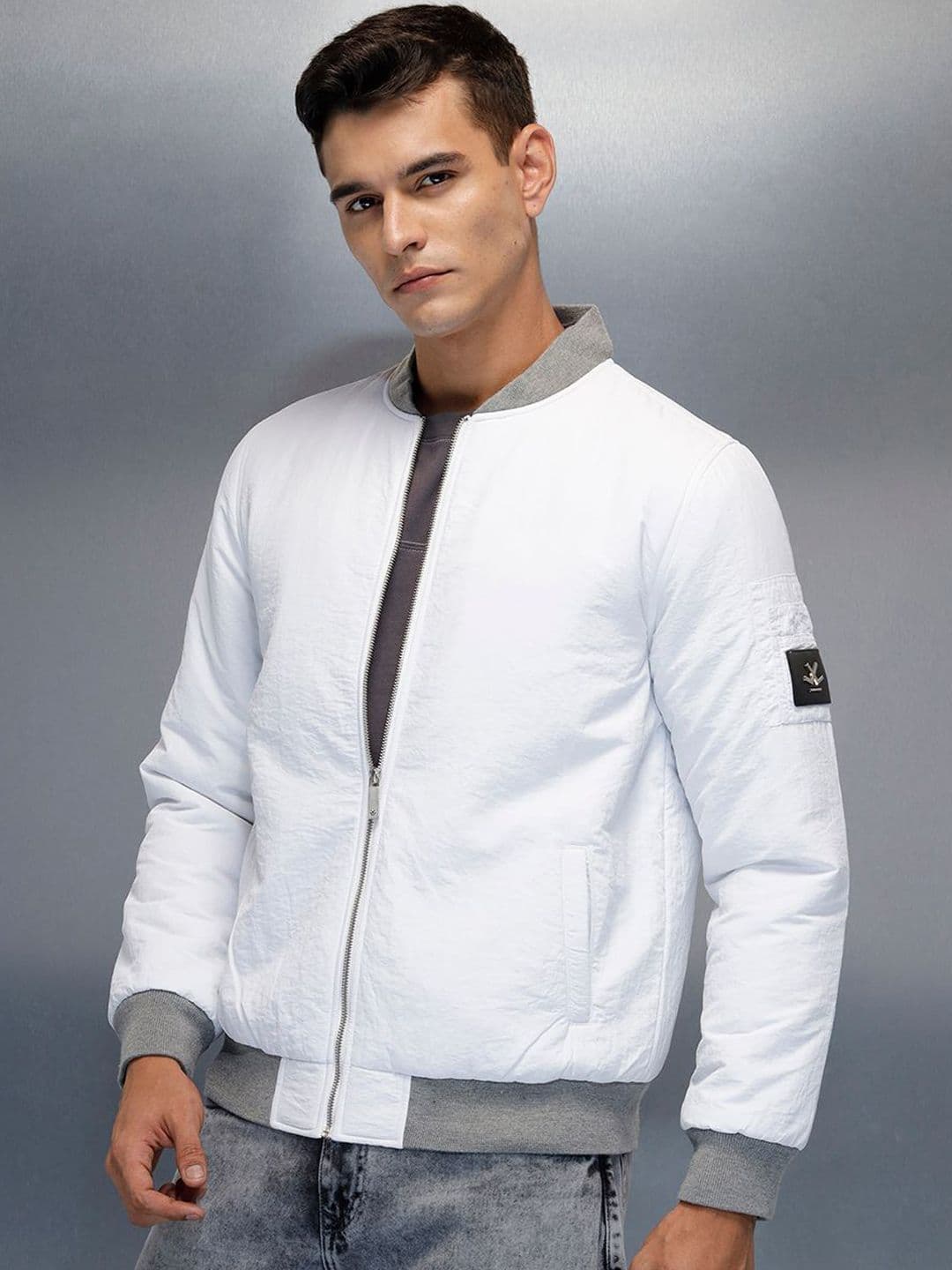 WROGN Men Stand Collar Solid Bomber Jacket - view 1