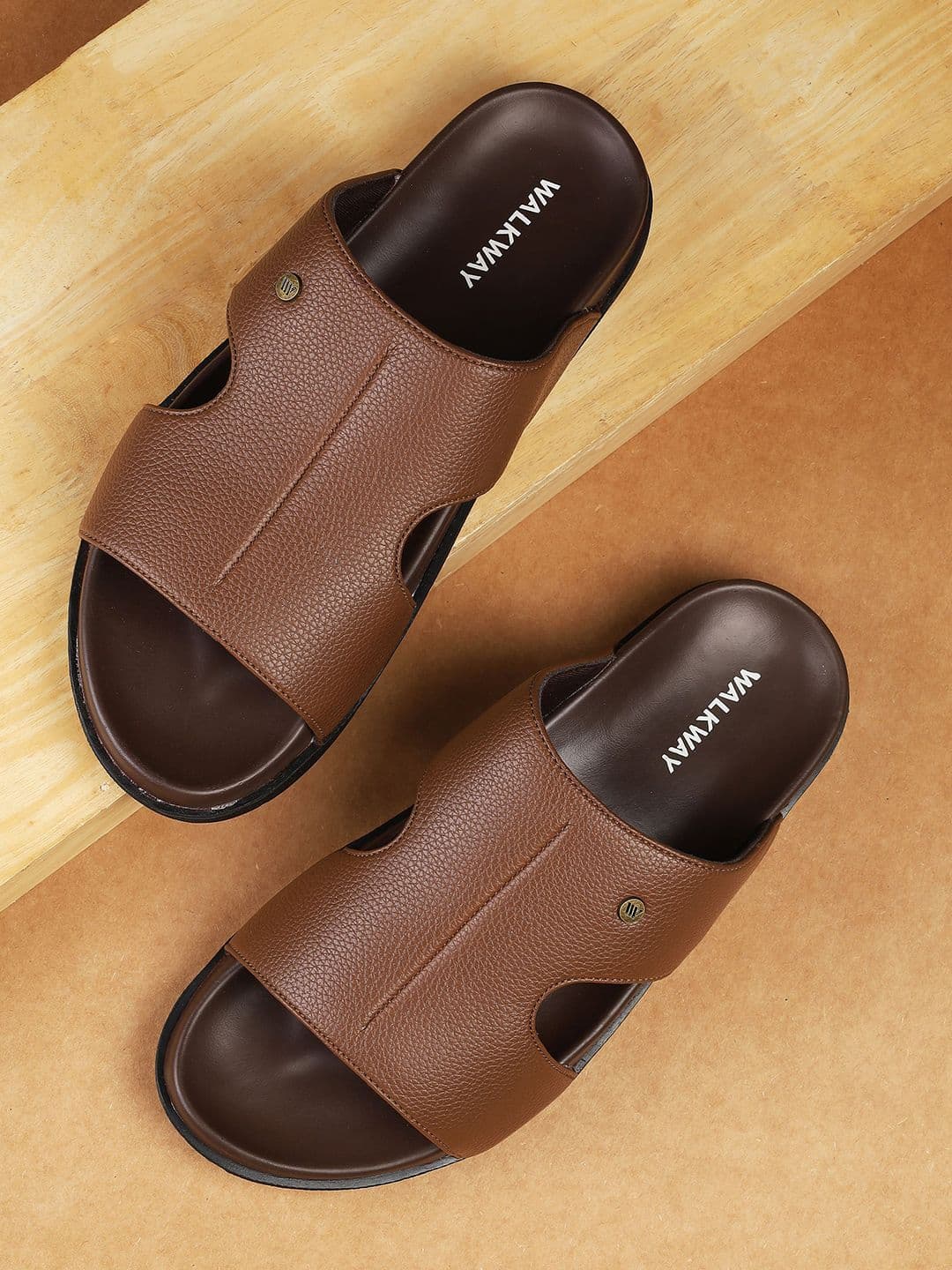 WALKWAY by Metro Men Synthetic Brown Sliders - view 1