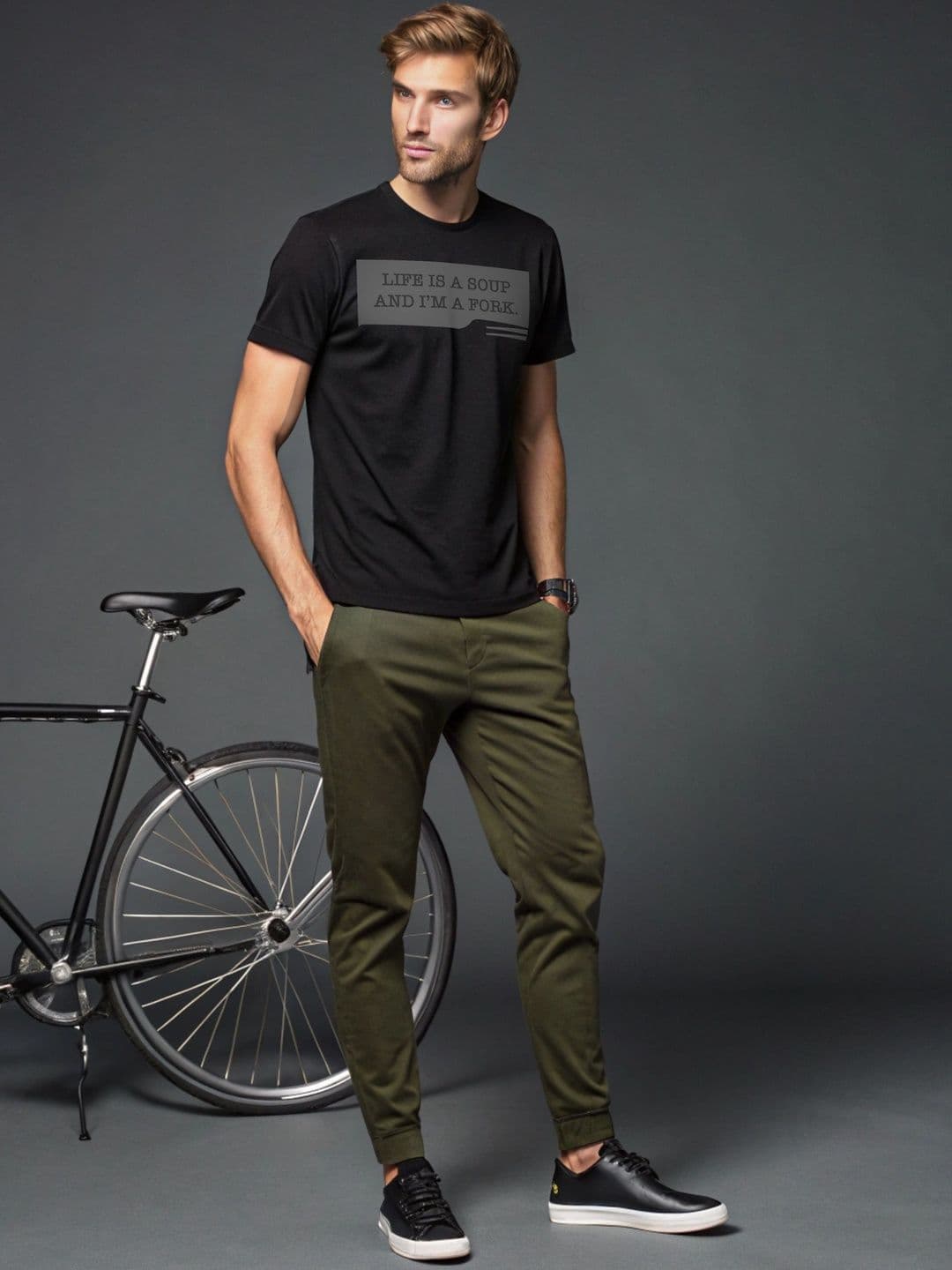 HERE&NOW Men Black Cotton Typography Printed Bio Finish T-shirt - view 1
