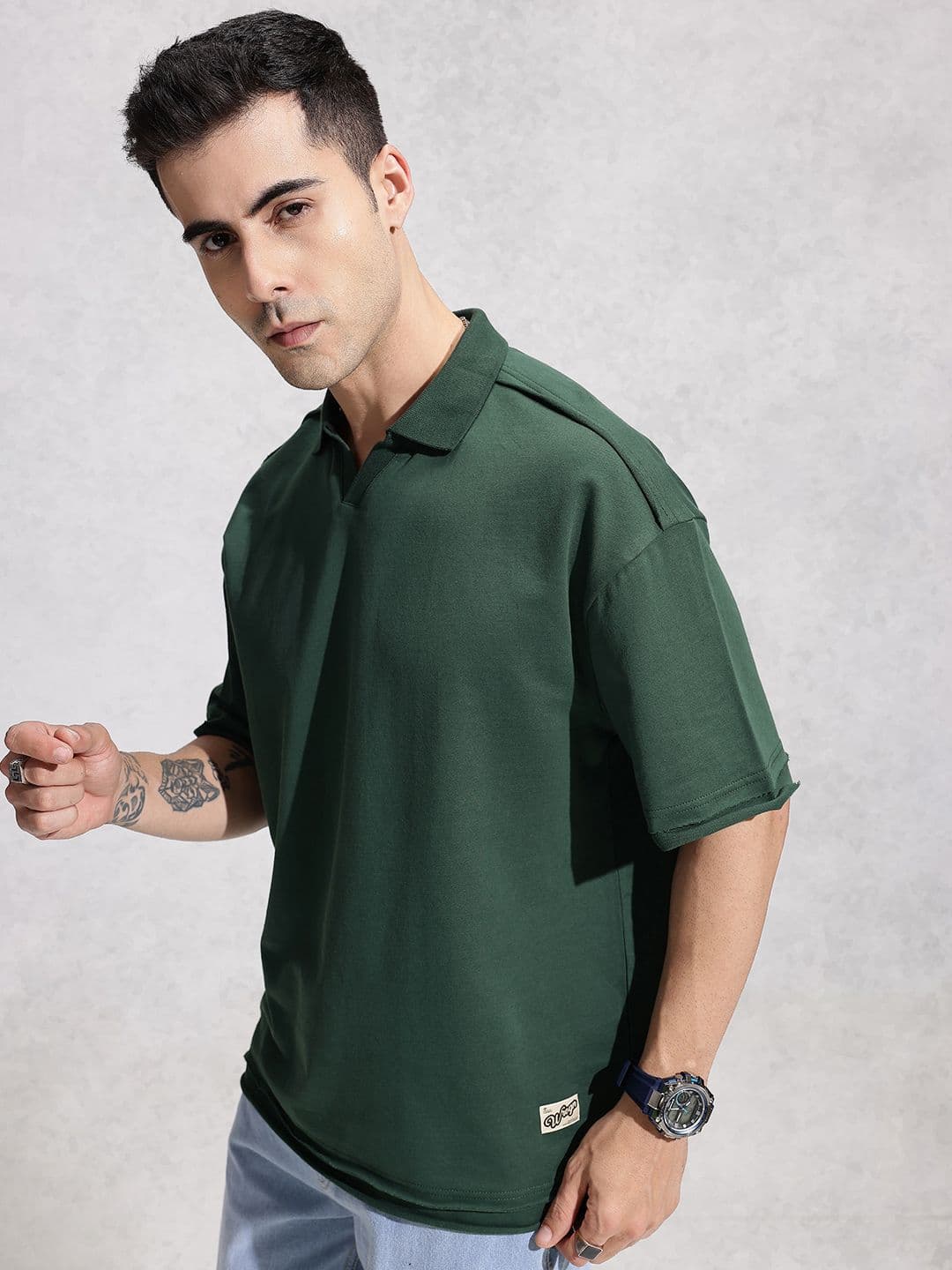 WROGN Oversized Fit Polo Collar Pure Cotton T-shirt - view 1