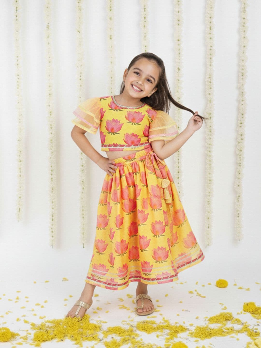 Sangria Girls Printed Ready To Wear Gotta Patti Lehenga & Choli - view 1