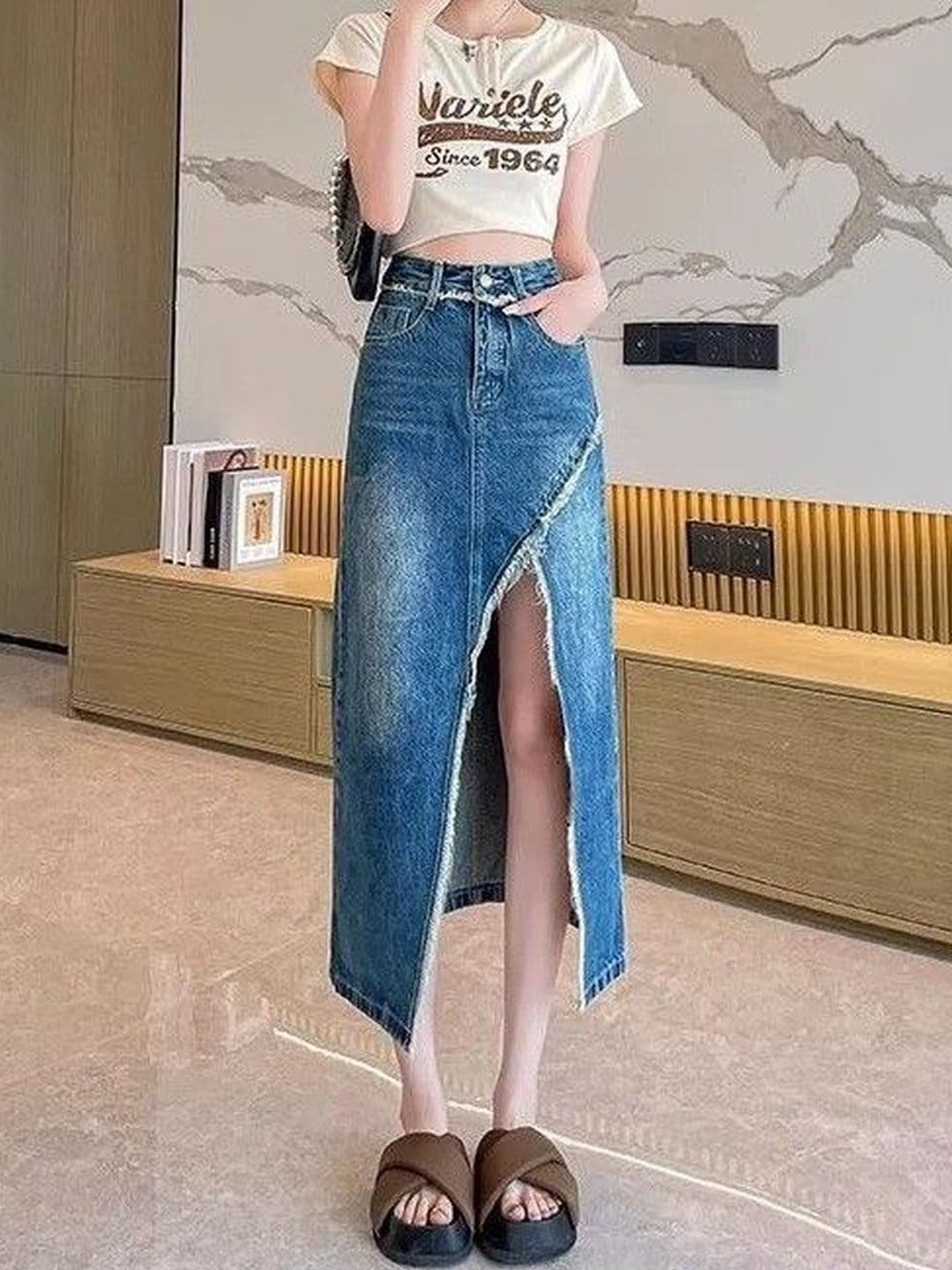 StyleCast x Revolte Straight Midi Front Open Skirt - view 1