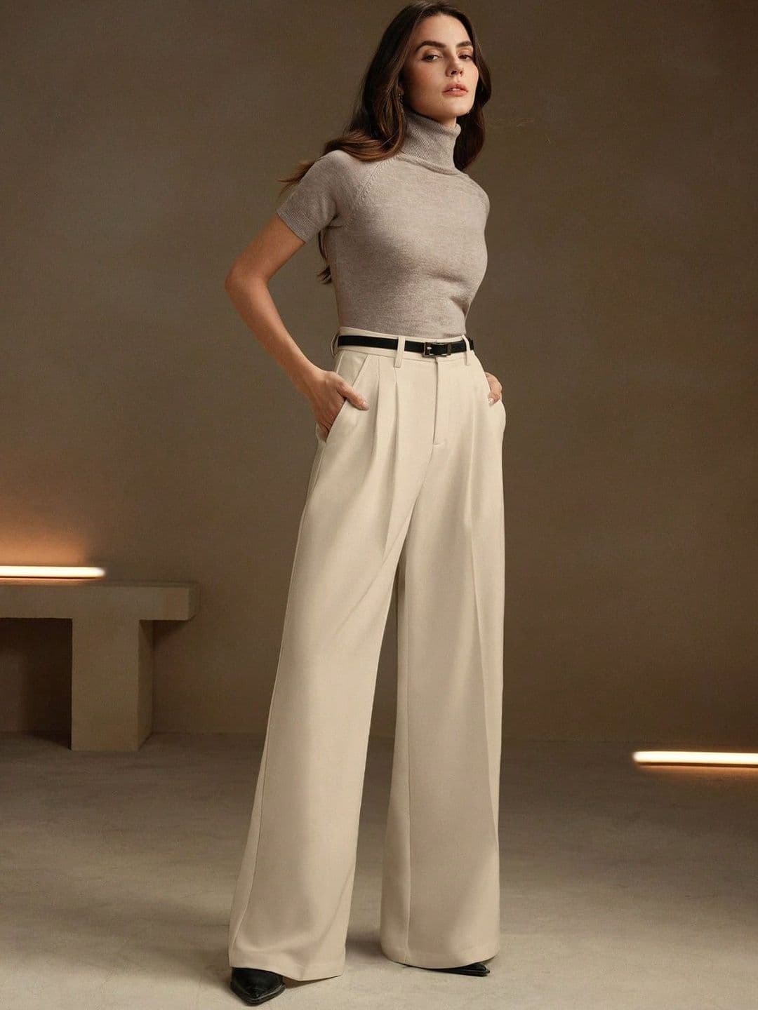 Kotty Women Straight Fit High-Rise Easy Wash Pleated Trousers - view 1