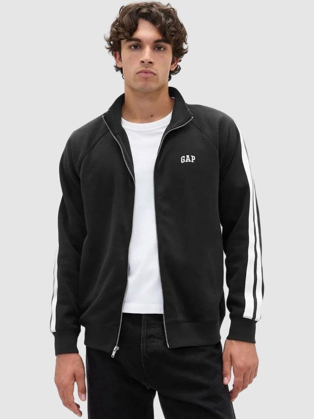 GAP Men Mock Collar Striped Sporty Jacket - view 1