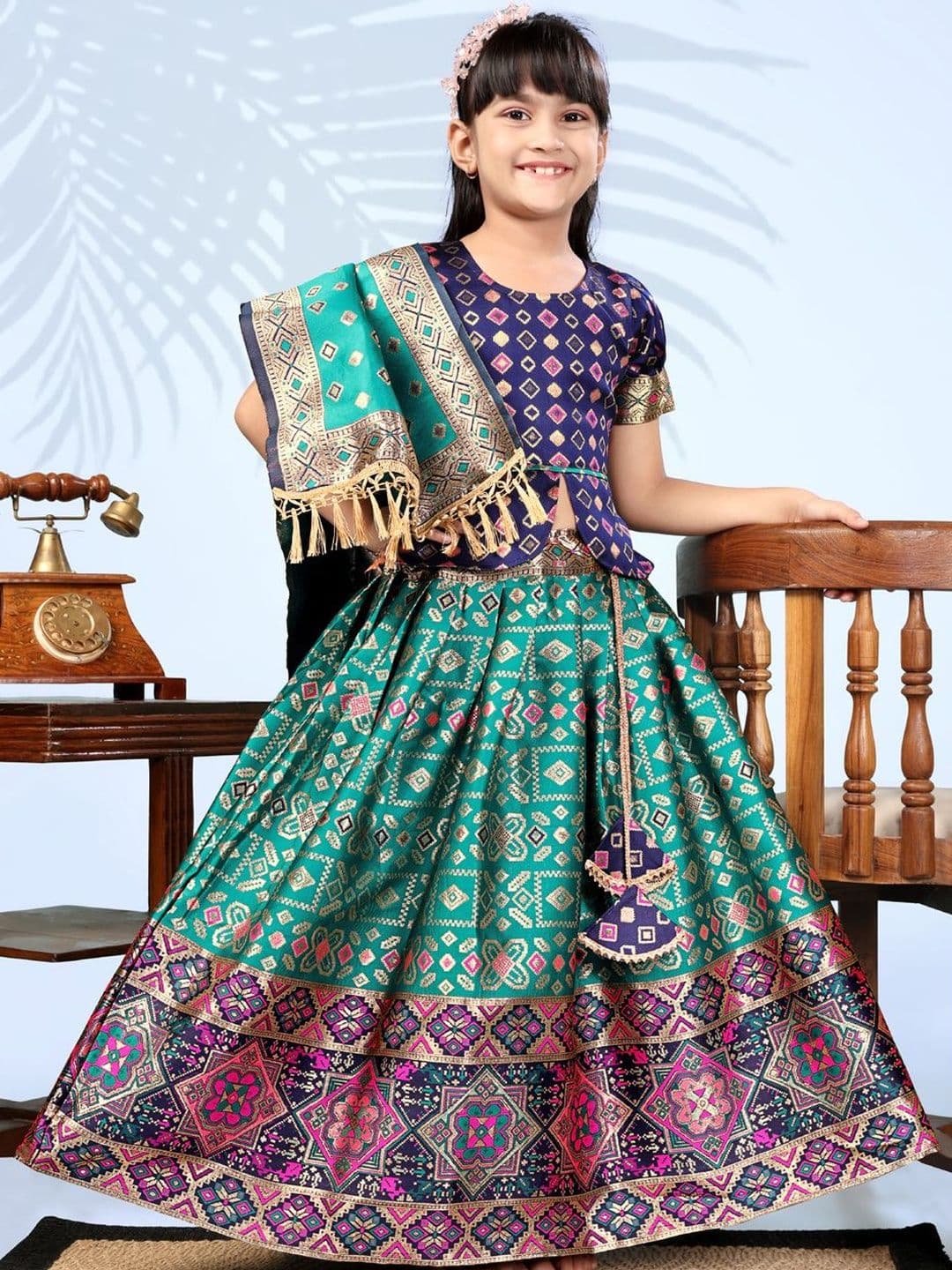 BAESD Girls Thread Work Ready to Wear Lehenga & Blouse With Dupatta - view 1