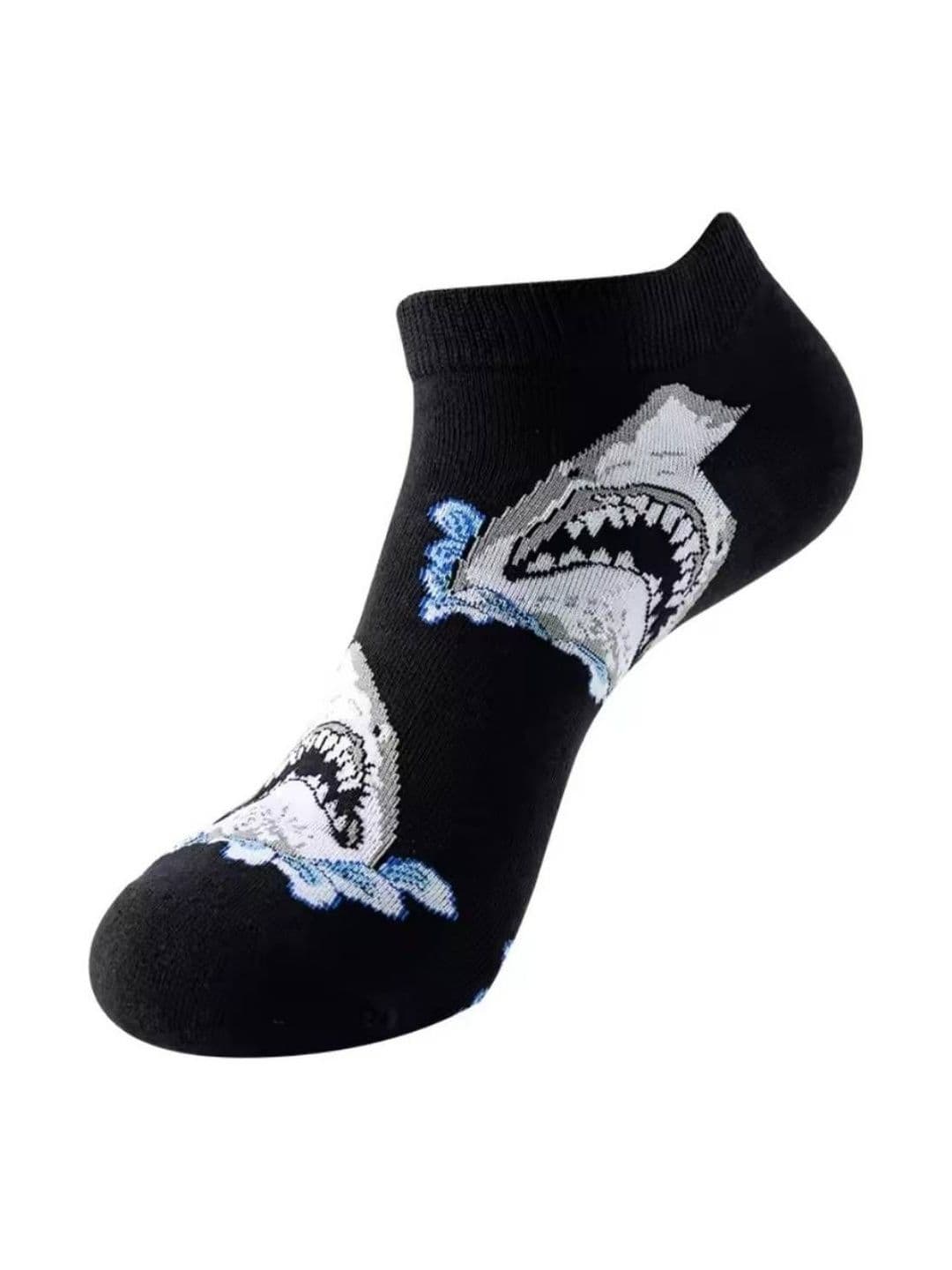 The Tie Hub Unisex Shark Design Patterned Cotton Ankle Length Socks - view 1