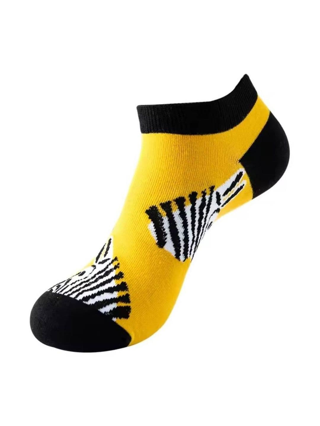The Tie Hub Unisex Zebra Design Patterned Cotton Ankle Length Sock - view 1