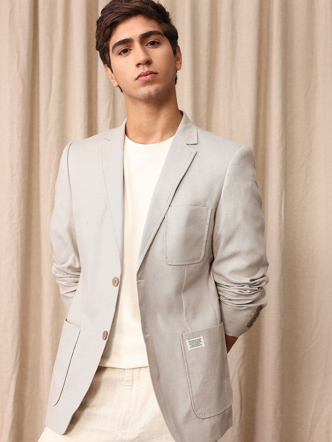 Mr Bowerbird Tailored Fit Single Breasted Linen Cotton Casual Blazer - view 1