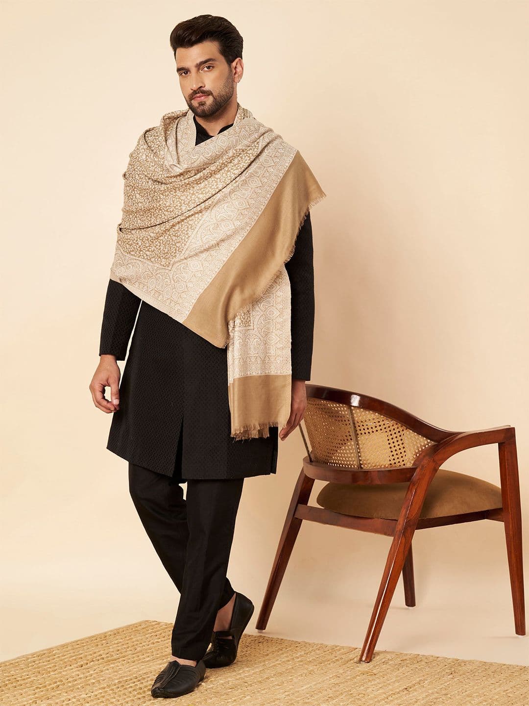 Zamour Men Woven Design Stole - view 1