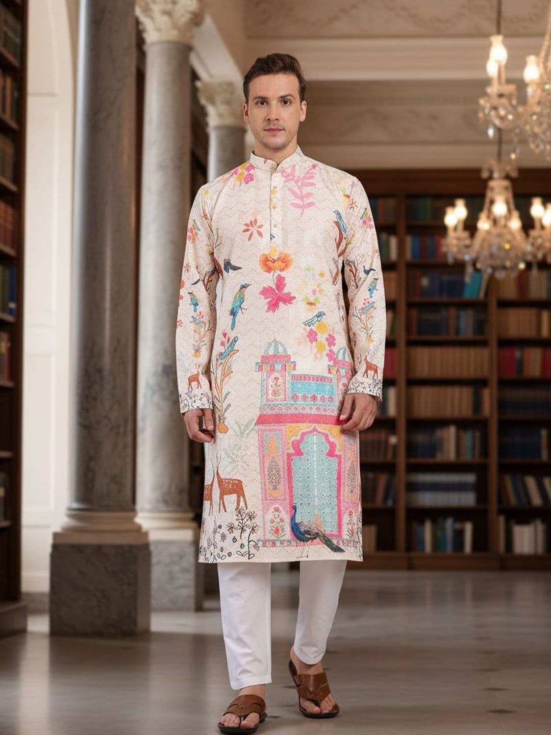 SZN Men Floral Printed Indie Prints Kurta - view 1