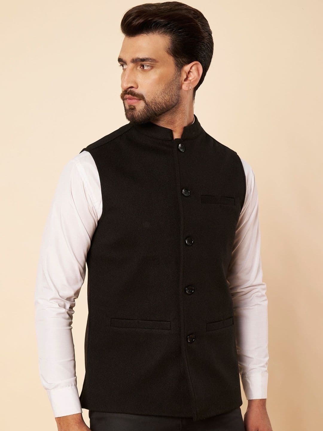 Zamour Woven Bandhgala Nehru Jacket - view 1