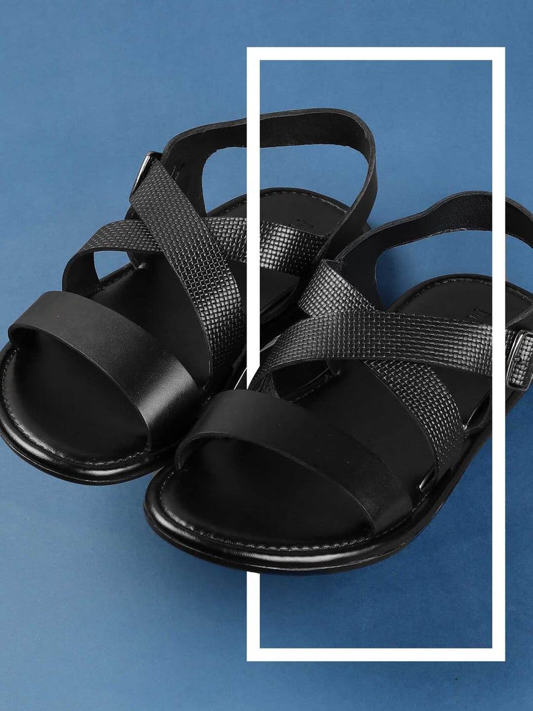 Mochi Men Leather Comfort Sandals With Buckle - view 1