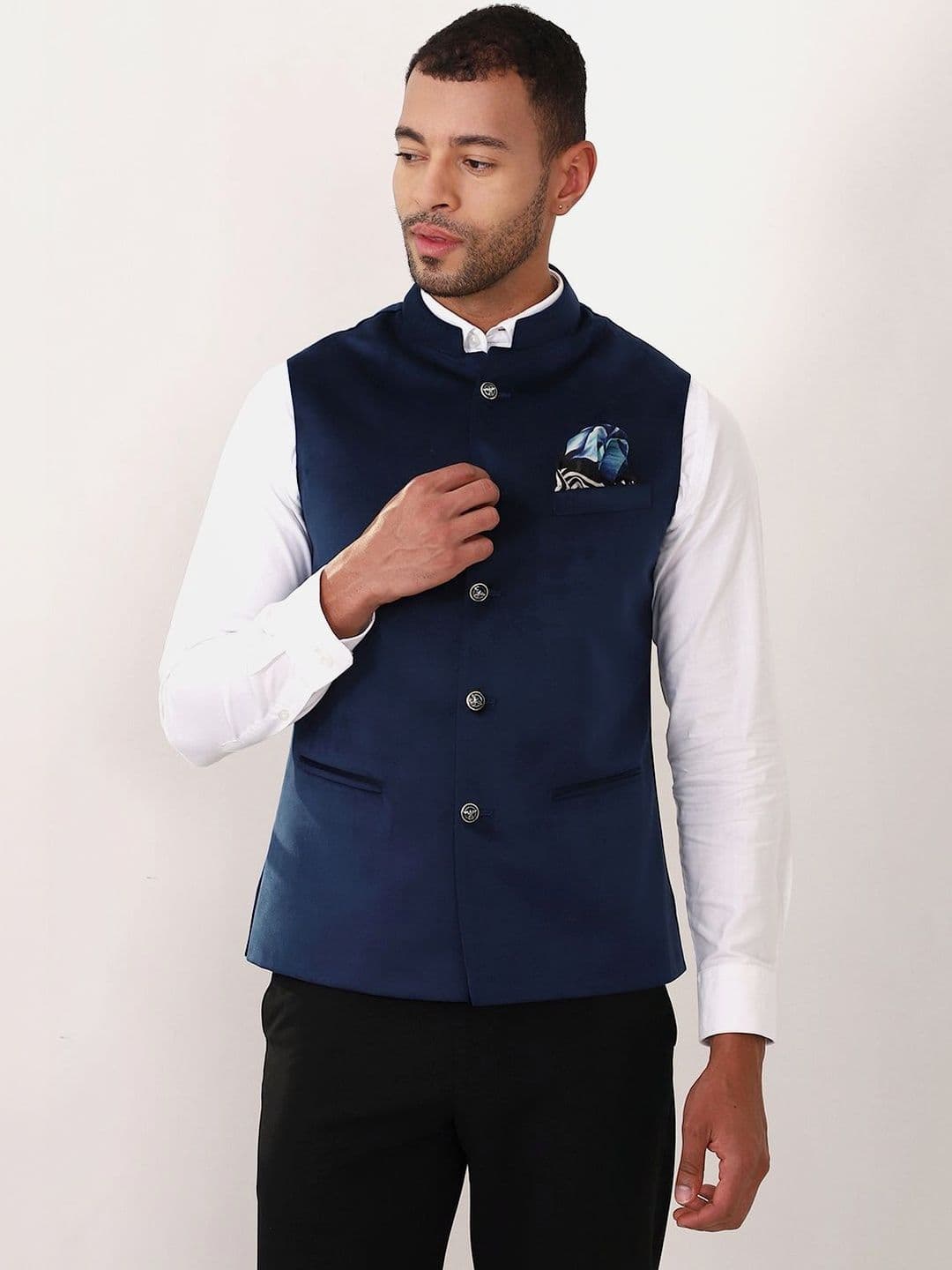 MANQ Mandarin Collar Nehru Jackets - view 1