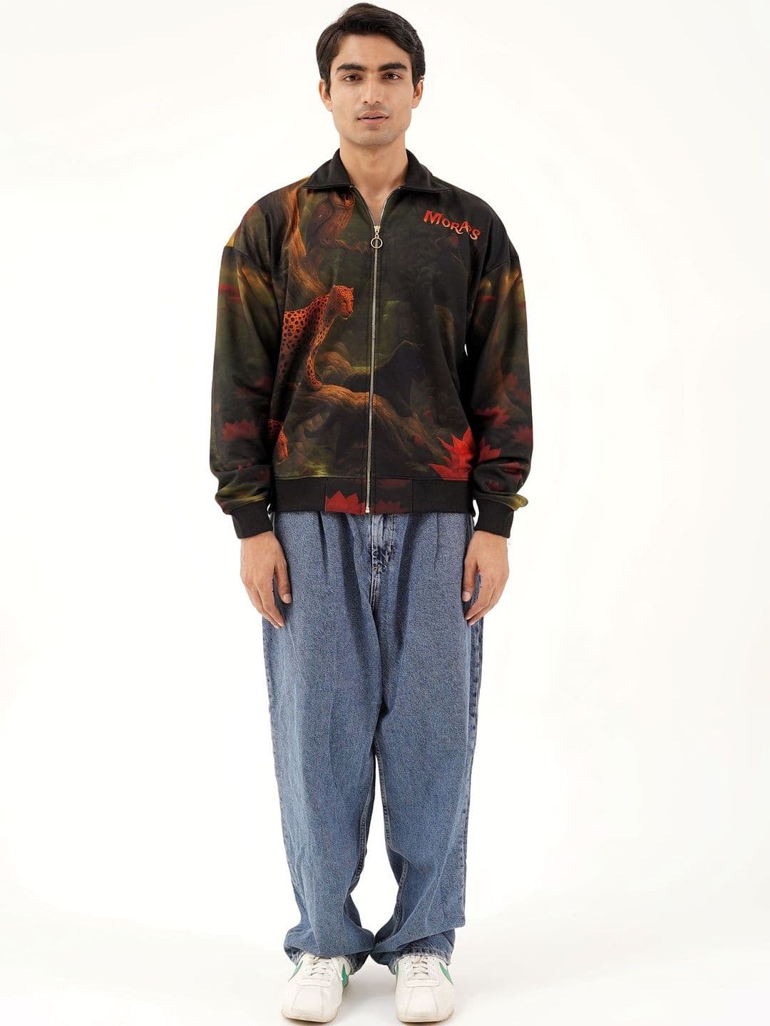 Clazzey Men Leopard Printed Fleece Lightweight Bomber Jacket - view 1