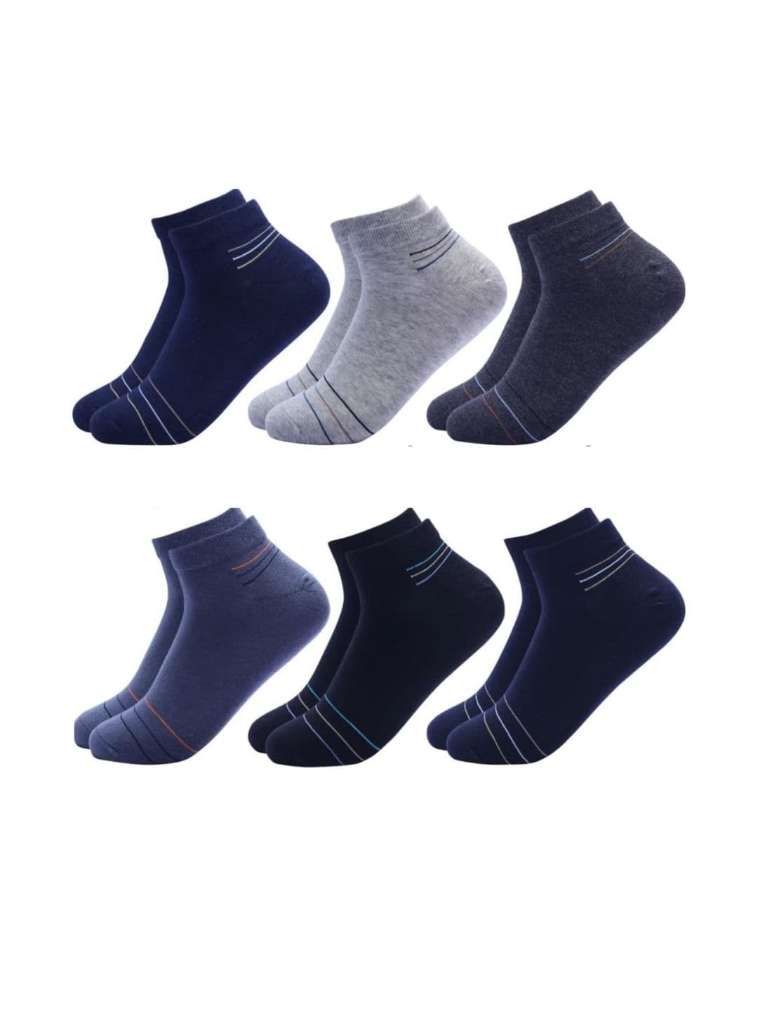 Akeeta Pack Of 6 Cotton Ankle Length Striped Socks - view 1