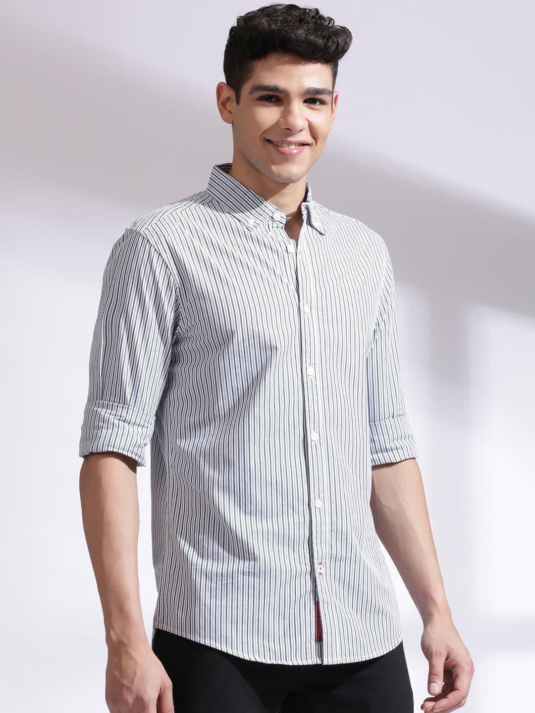 INVICTUS Men Standard Slim Fit Striped Button-Down Collar Full Sleeve Cotton Shirt - view 1