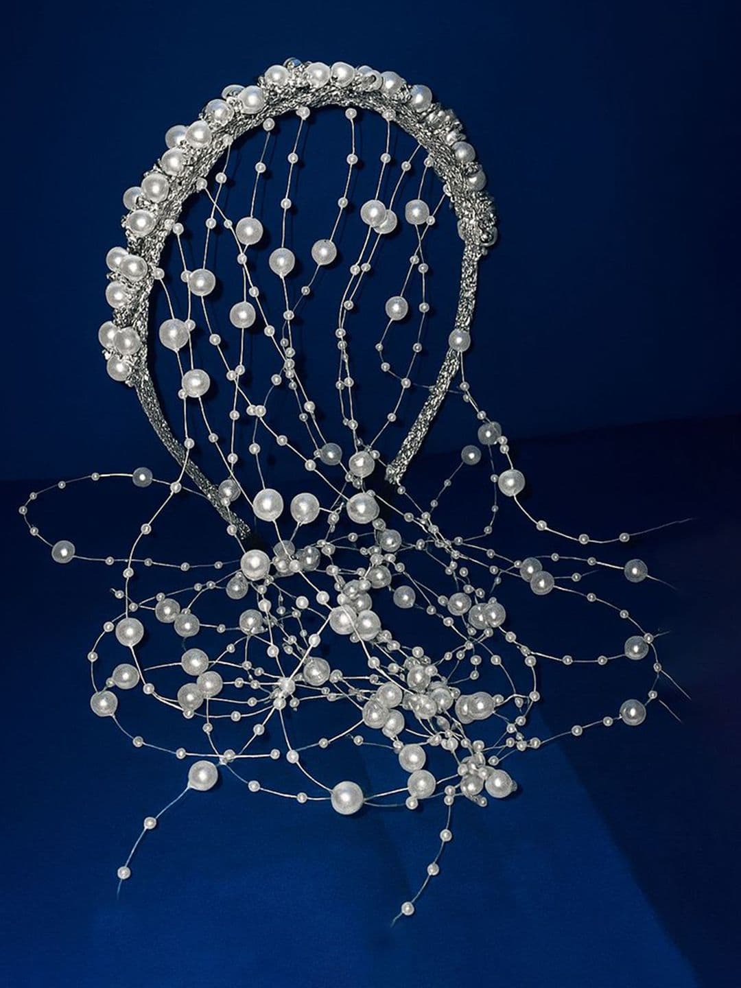 MAJESTIQUE Girls White Bridal Pearl Hairband with Crystals - view 1
