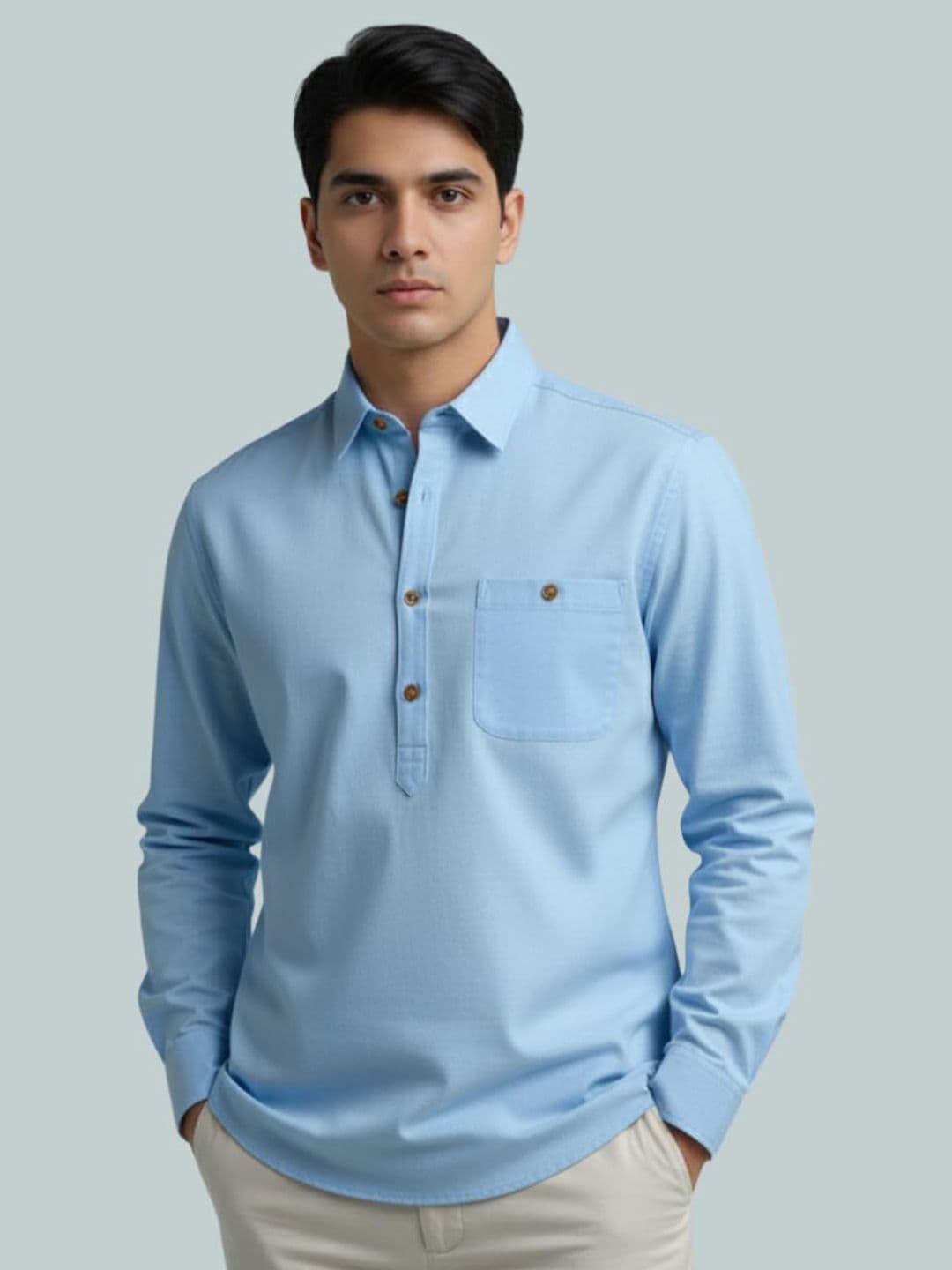 Vida Loca Shirt Collar Roll Up Sleeves Short Kurta - view 1