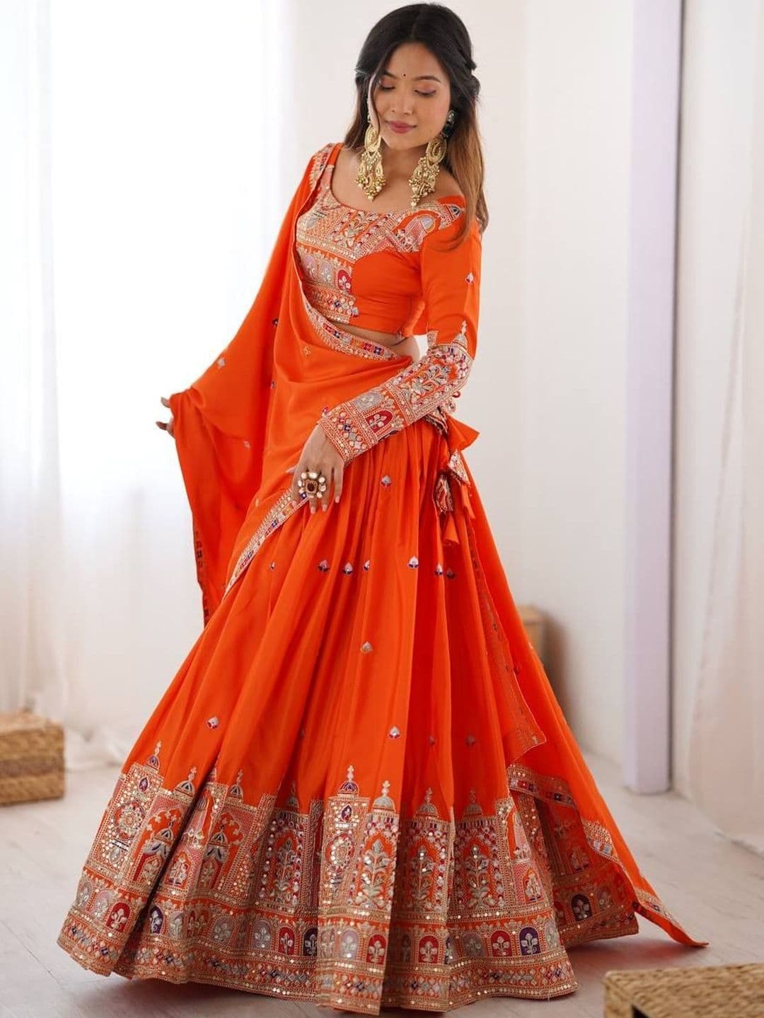 DREAM EXPORTER Dori Embroidery Work Semi-Stitched Lehenga & Blouse With Dupatta - view 1