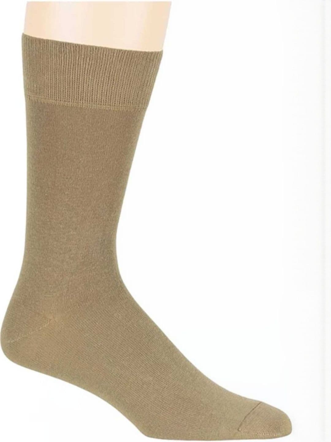 Akeeta Unisex Pack of 3 Khaki Solid Full Length Cotton Socks - view 1