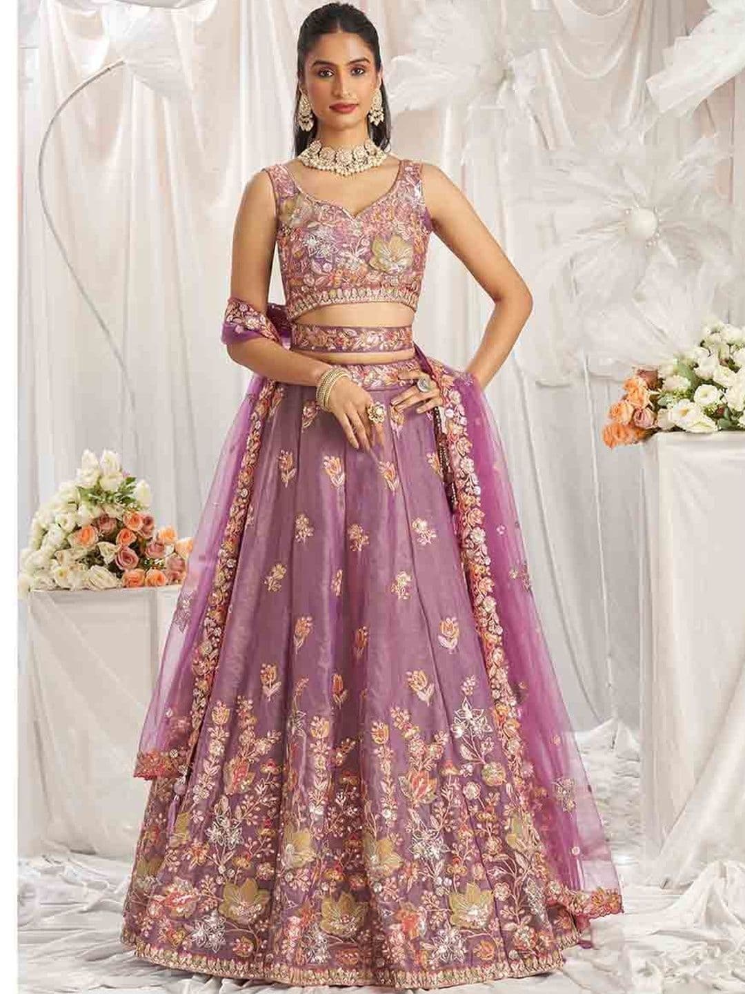 DREAM EXPORTER Embroidered Sequinned Semi-Stitched Lehenga & Blouse With Dupatta - view 1