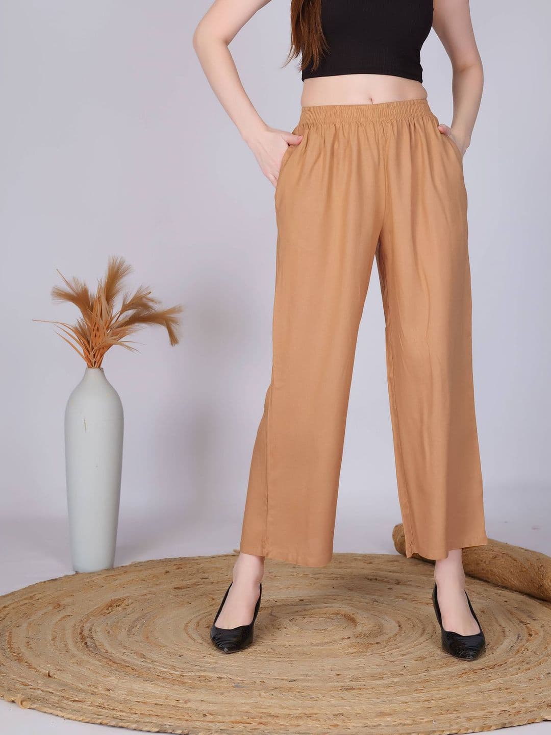 Vivika Women Solid Straight Fit Ethnic Palazzos - view 1