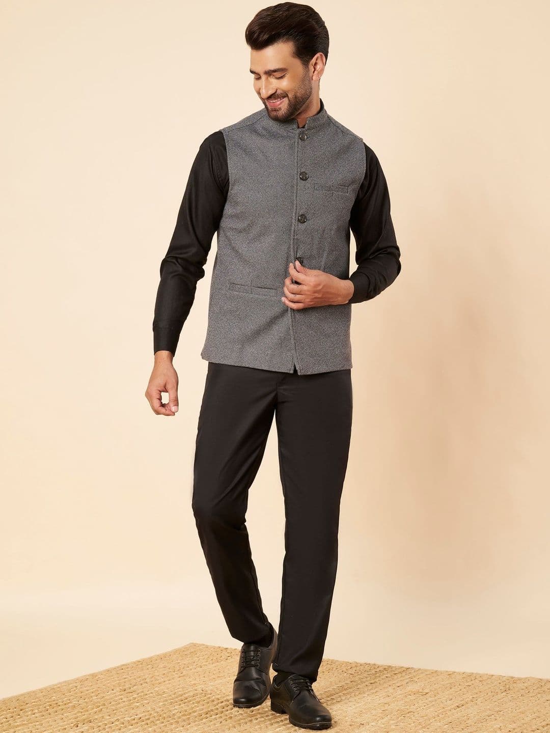 Zamour Self-Design Tailored-Fit Nehru Jackets - view 1