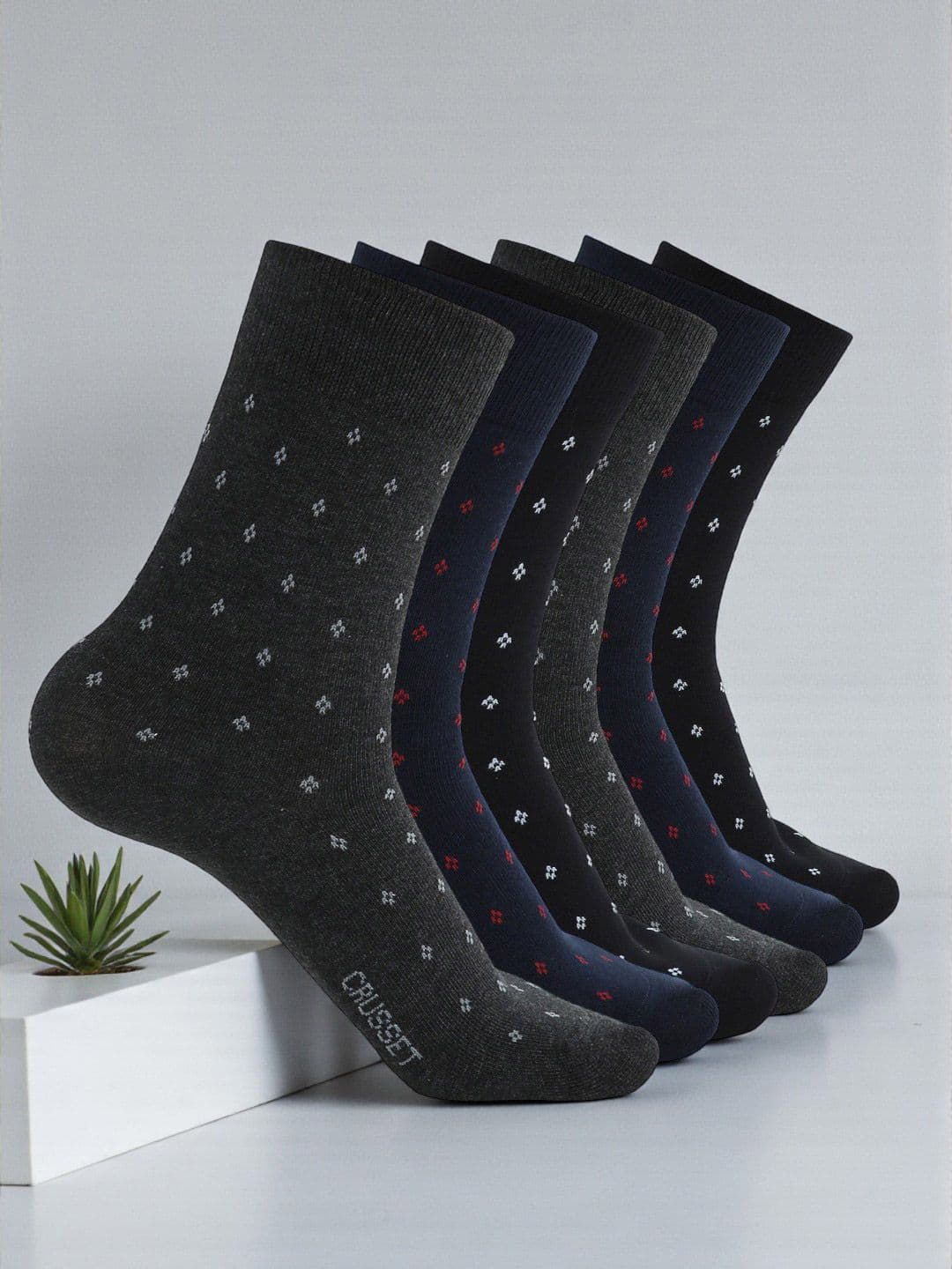 CRUSSET Men Pack of 6 Men Assorted Patterned Calf Length Formal Socks - view 1