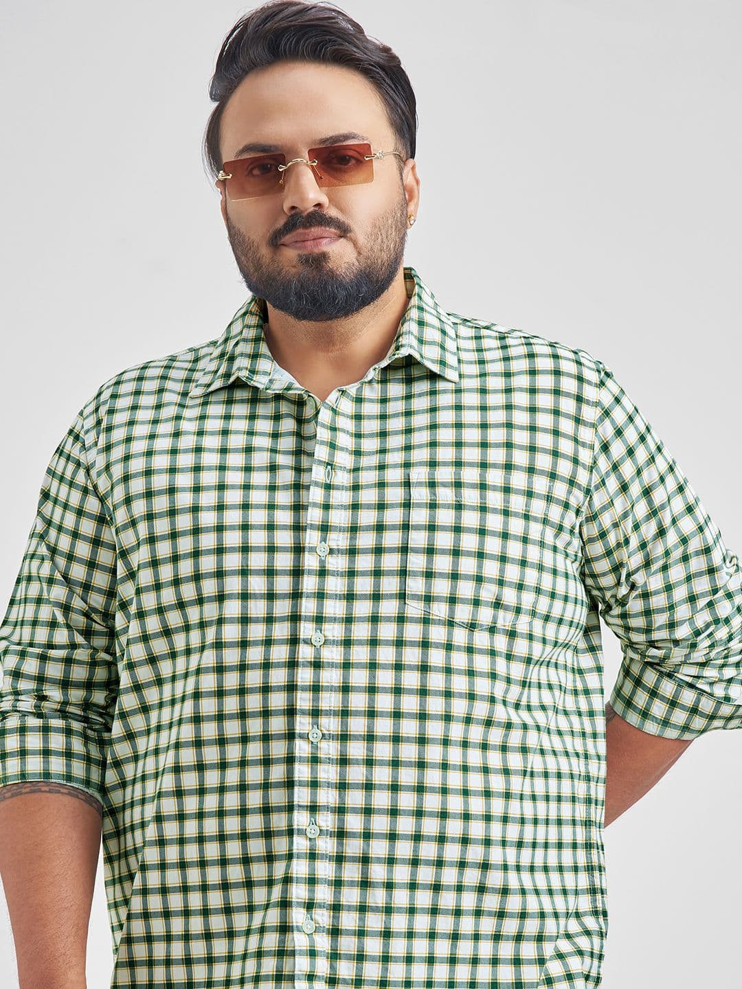 HIGHLANDER Men Plus Size Slim Fit Checked Cotton Casual Shirt - view 1