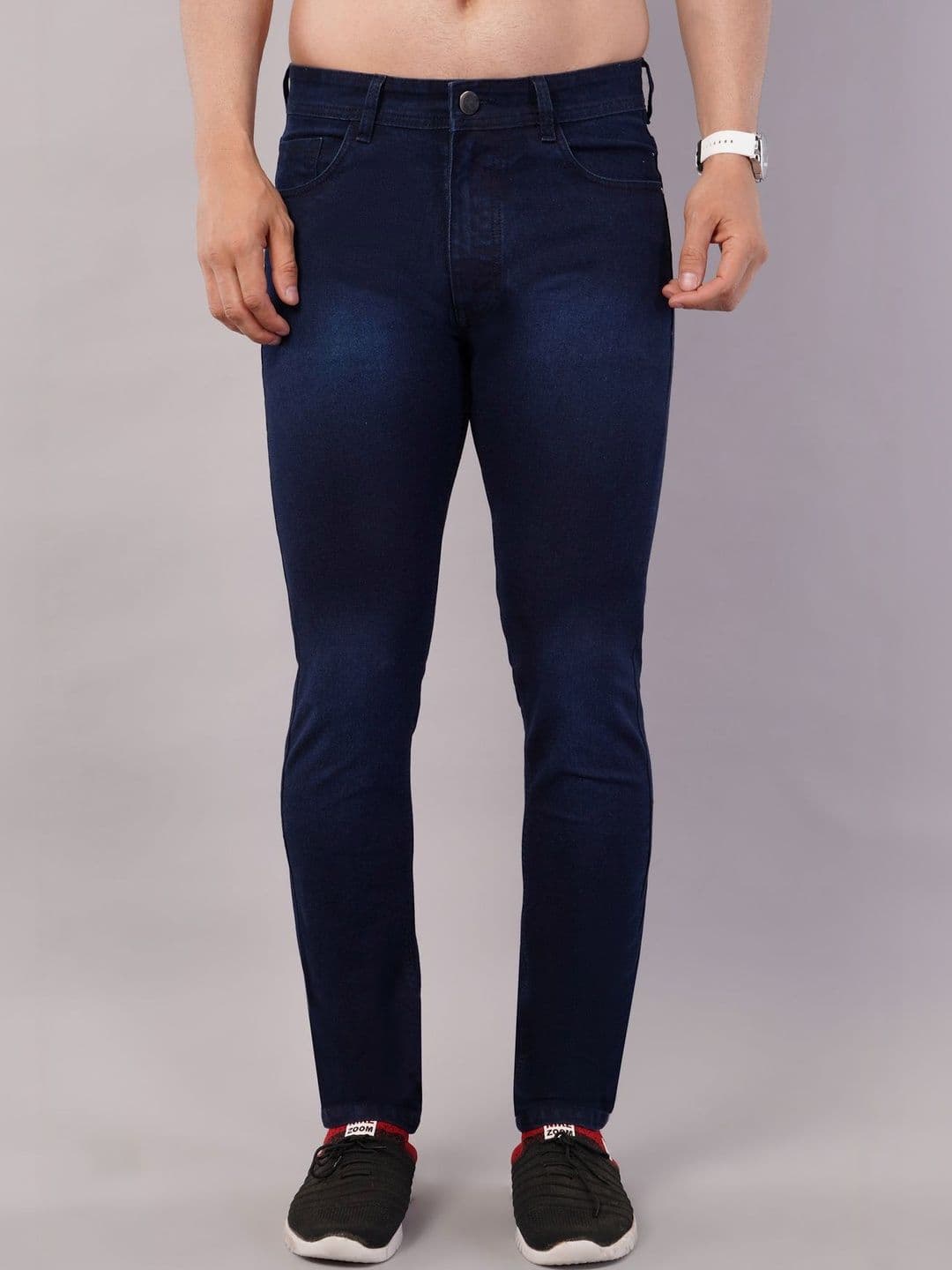 NIVASU Men Skinny Fit Mid-Rise Dark Shade Stretchable Jeans - view 1