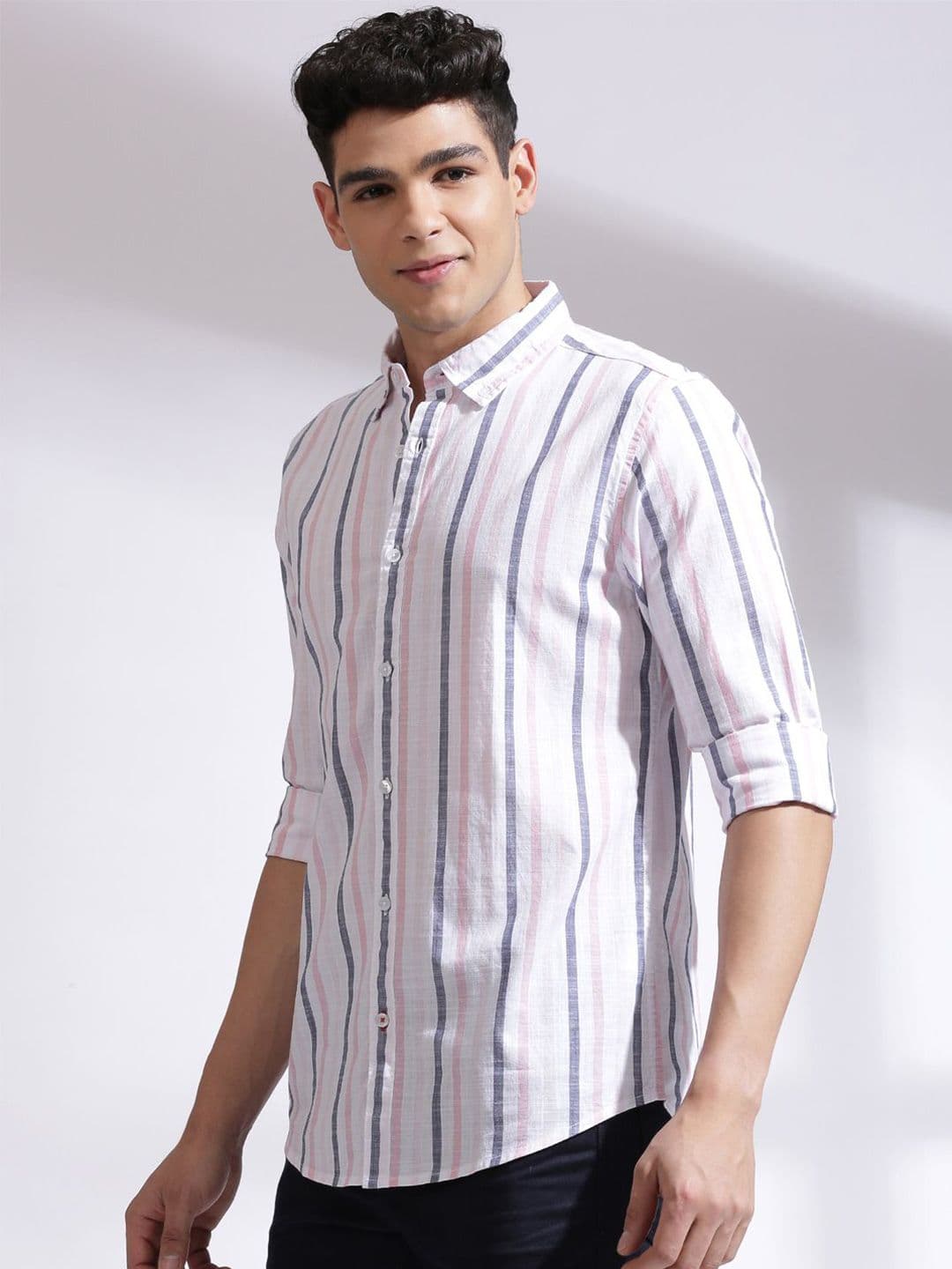 INVICTUS Men Standard Slim Fit Striped Button-Down Collar Cotton Casual Shirt - view 1