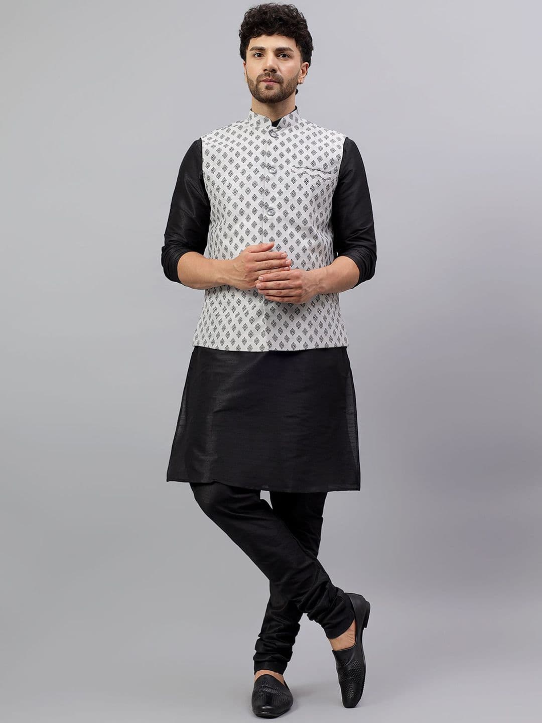 Latest Chikan Garments Men Ethnic Motifs Printed Nehru Jackets - view 1