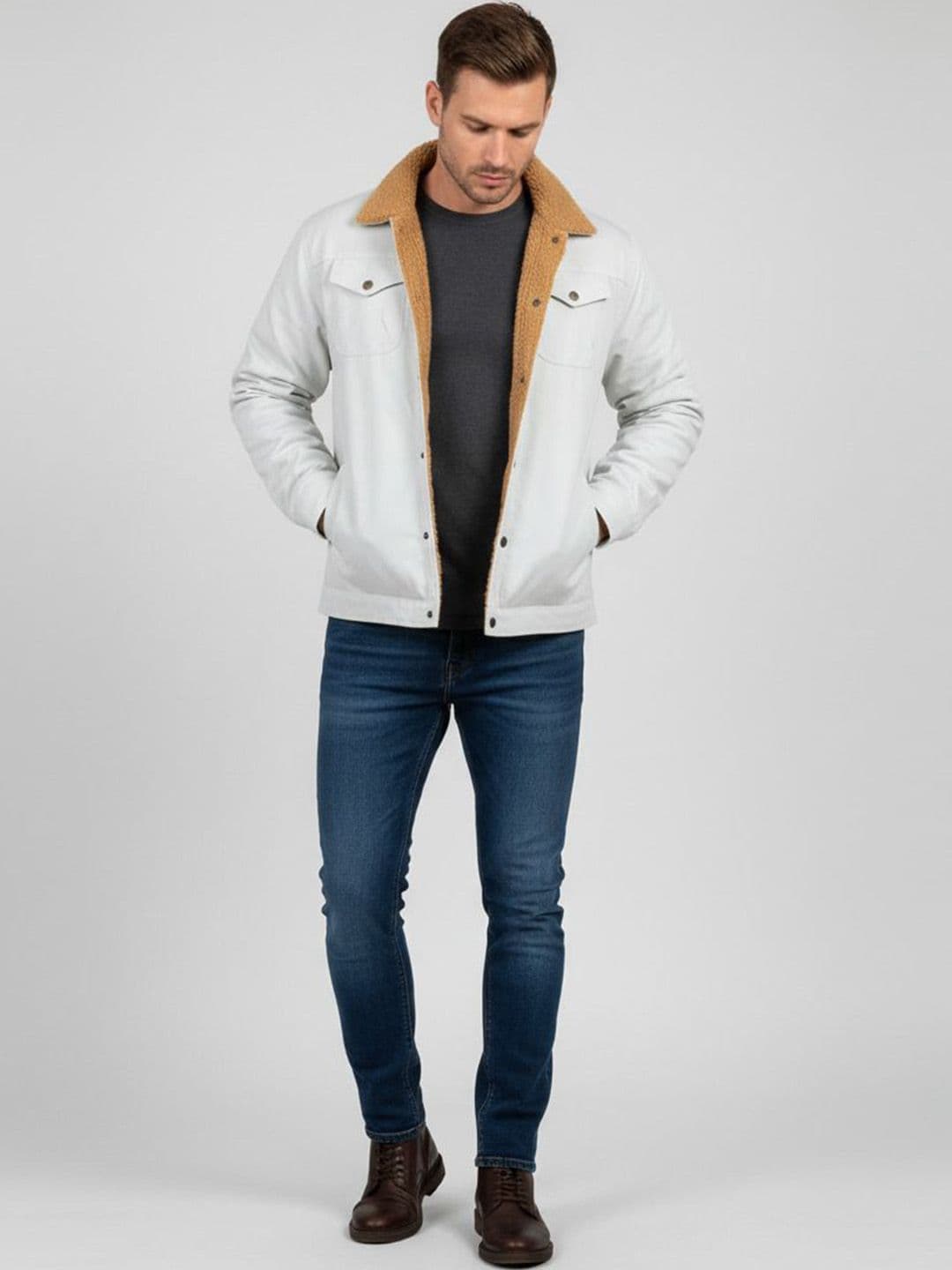 Mast & Harbour Men Spread Collar Solid Open Front Jacket - view 1