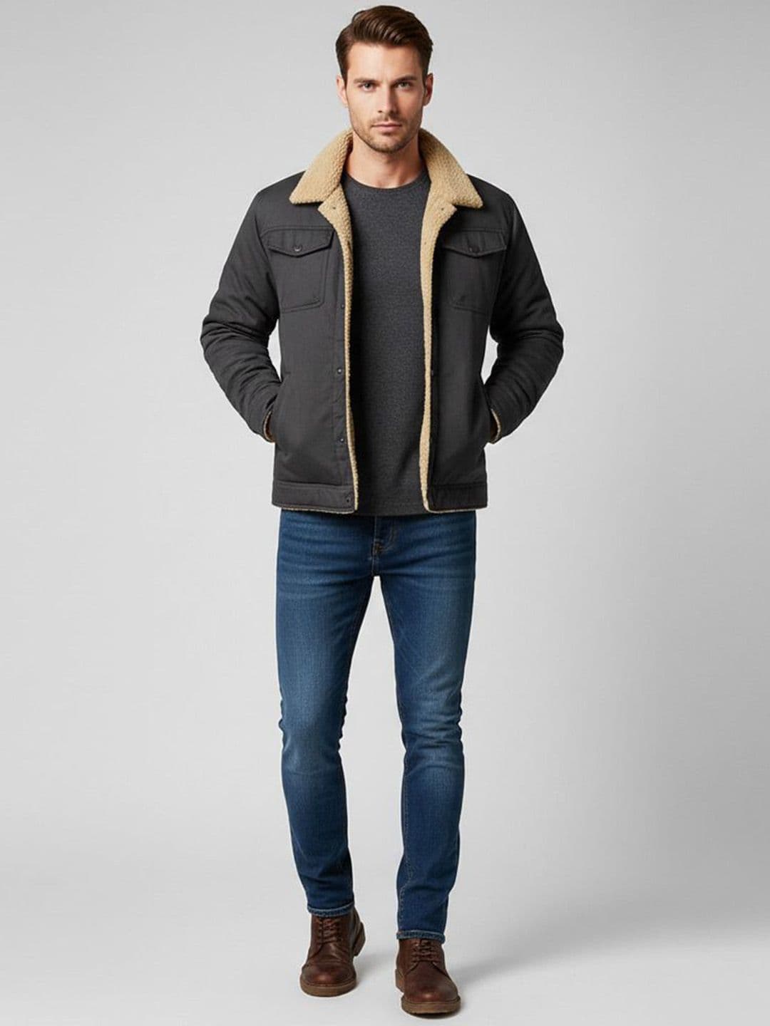 Mast & Harbour Men Spread Collar Solid Open Front Jacket - view 1